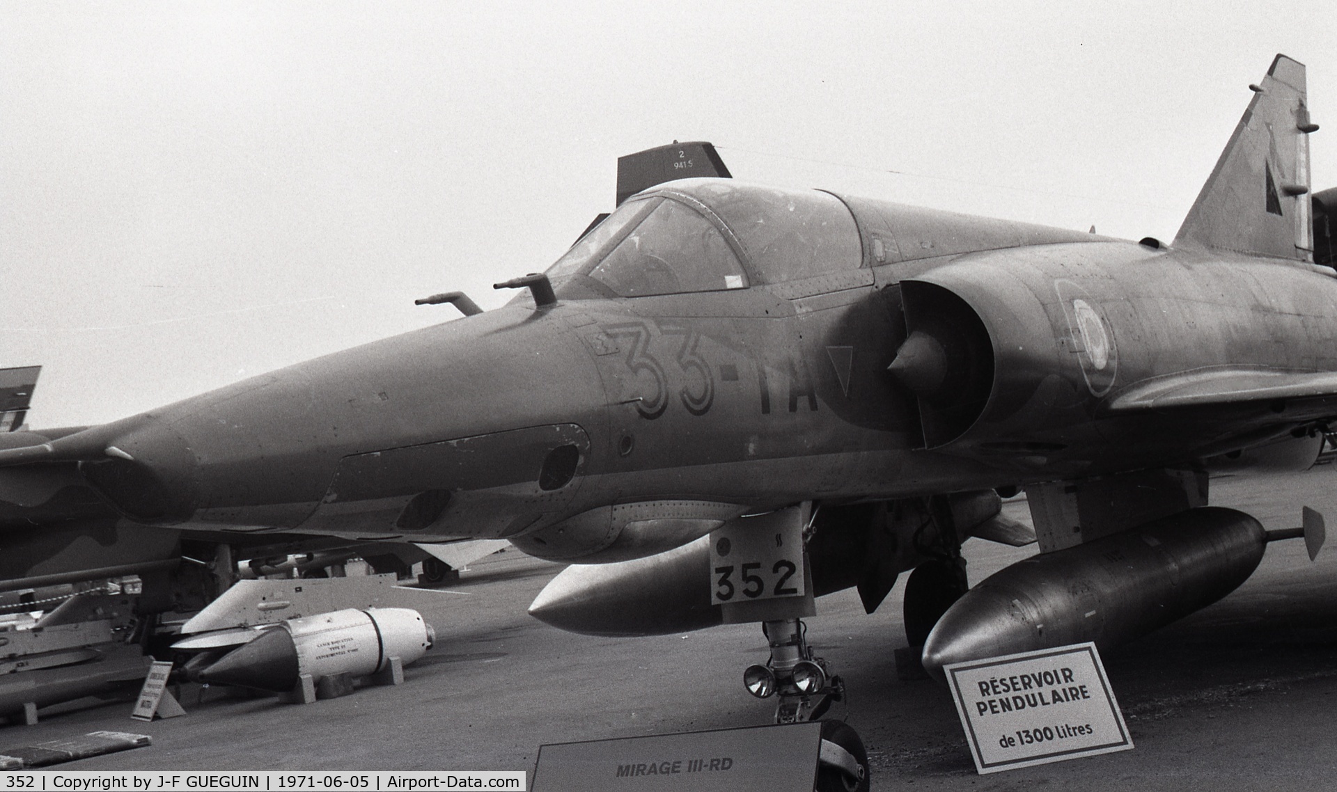 352, Dassault Mirage IIIRD C/N 352, On display at 1971 Paris-Le Bourget Airshow with code 33-TA (EC 3/33 Moselle).