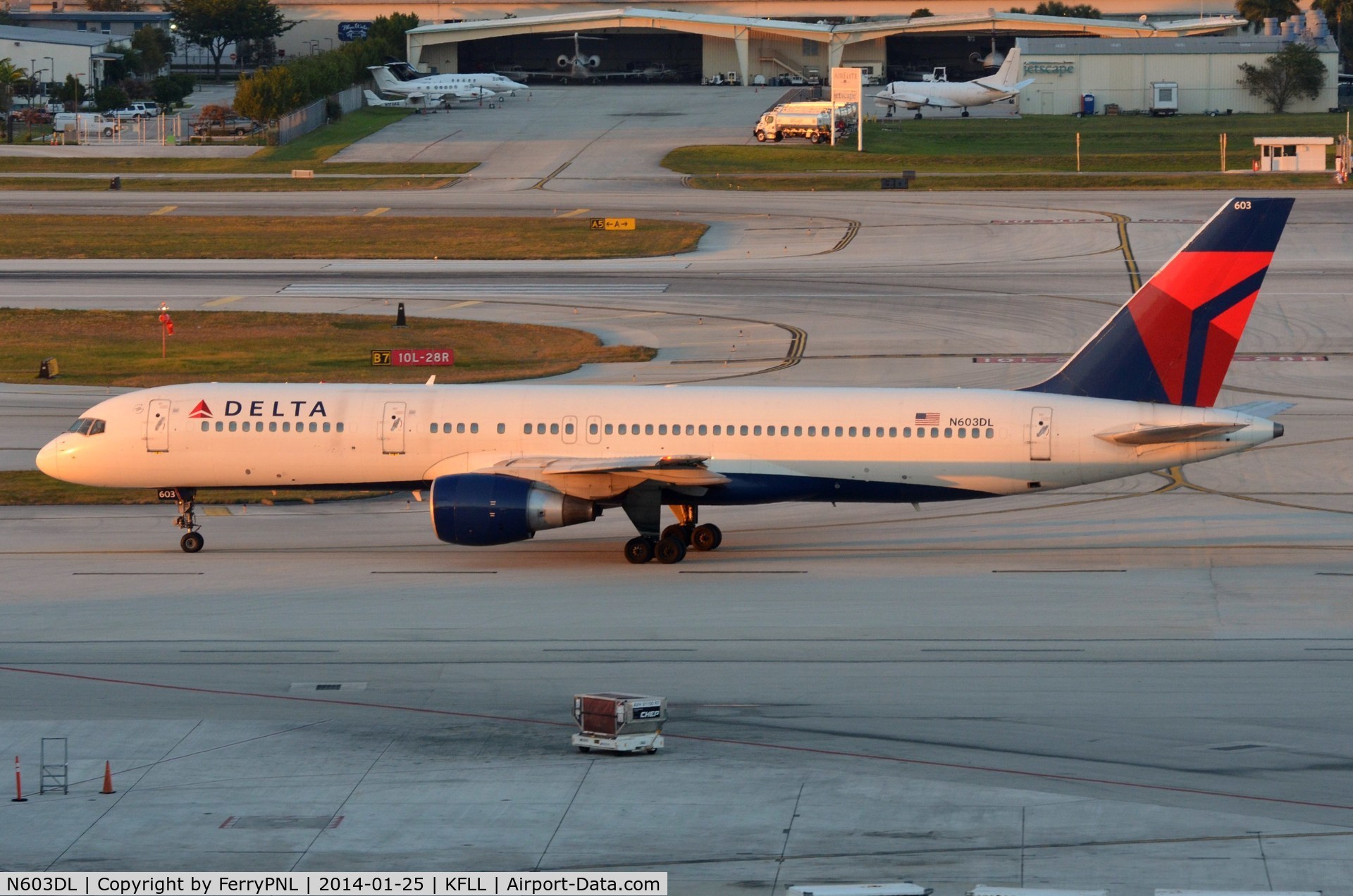 N603DL, 1984 Boeing 757-232 C/N 22810, Delta B752 pushed-back from its gate.