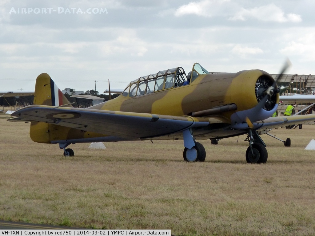 VH-TXN, 1943 Noorduyn AT-16 Harvard IIB C/N 14A-1106, Harvard at the RAAF100th Anniversary Airshow, Pt Cook, March 2, 2014