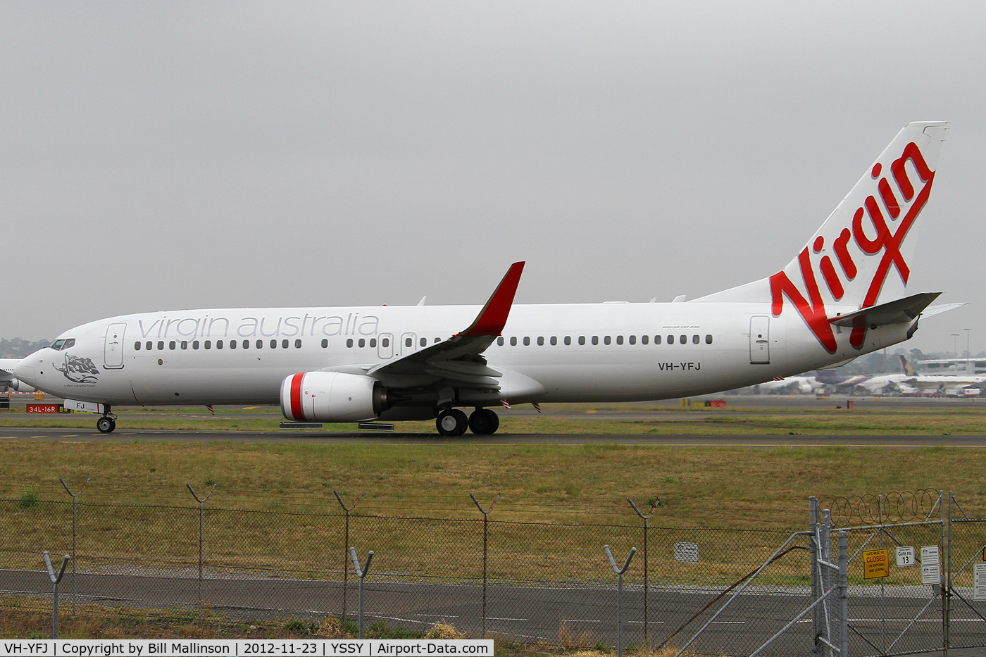 VH-YFJ, 2012 Boeing 737-8FE C/N 41001, taxiing to 34R