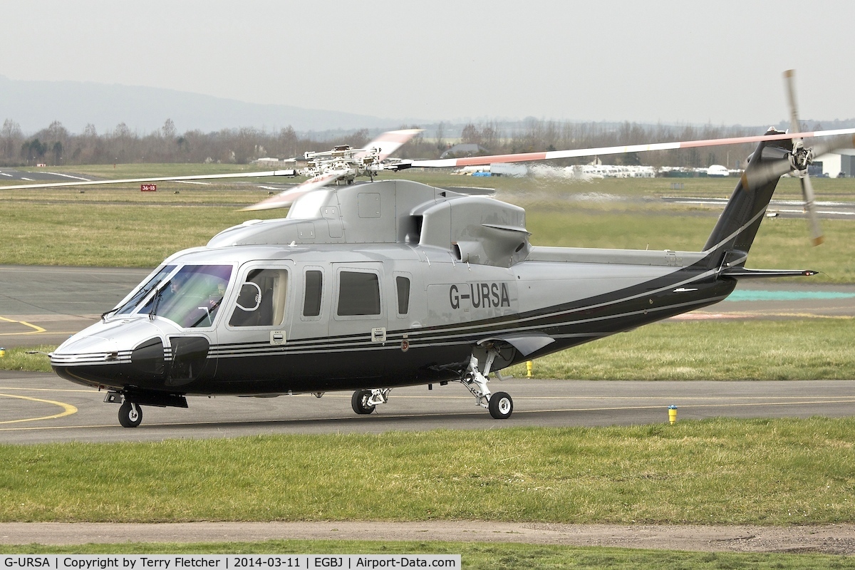 G-URSA, 2007 Sikorsky S-76C C/N 760699, 2007 Sikorsky S-76C, c/n: 760699 at Gloucestershire Airport on Day 1 of the 2014 Cheltenham Horse Racing Festival