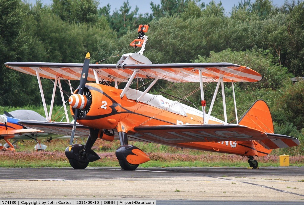 N74189, 1941 Boeing PT-17/R985 Kaydet (A75N1) C/N 75-717, Parked at Worldwide Avn.