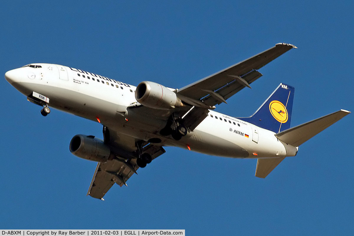 D-ABXM, 1987 Boeing 737-330 C/N 23871, Boeing 737-330 [23871] (Lufthansa) Home~G 03/02/2011. On approach 27R.