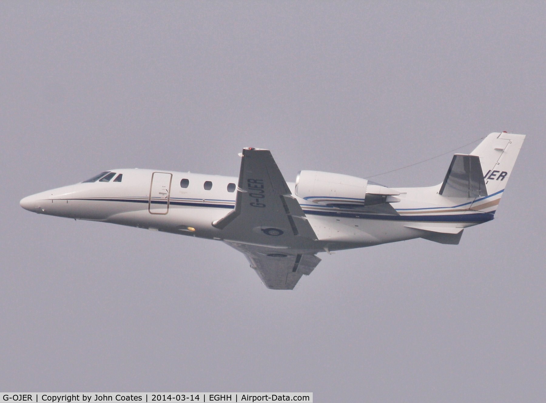 G-OJER, 2013 Cessna 560XL Citation XLS+ C/N 560-6148, Foggy departure