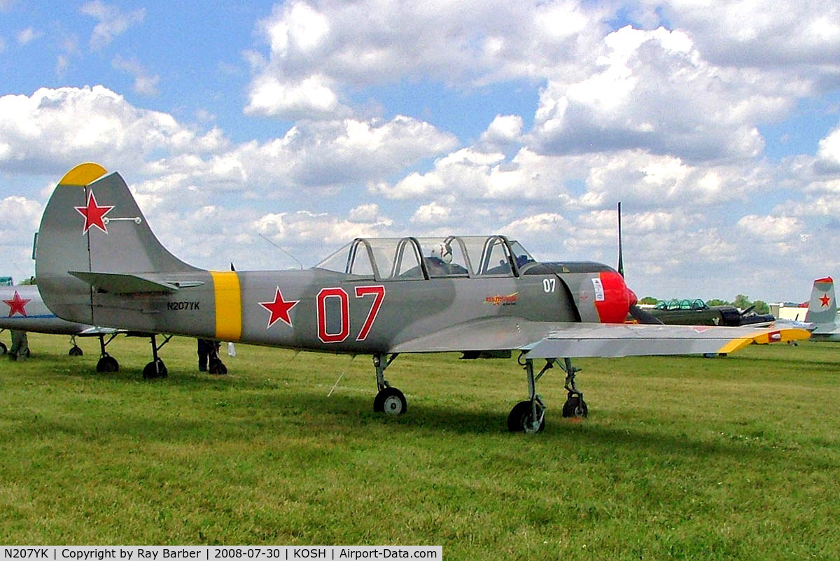 N207YK, 1996 Yakovlev (Aerostar) Yak-52 C/N 9611913, Yakovlev Yak-52  [9611913] Oshkosh-Wittman Regional Airport~N 30/07/2008