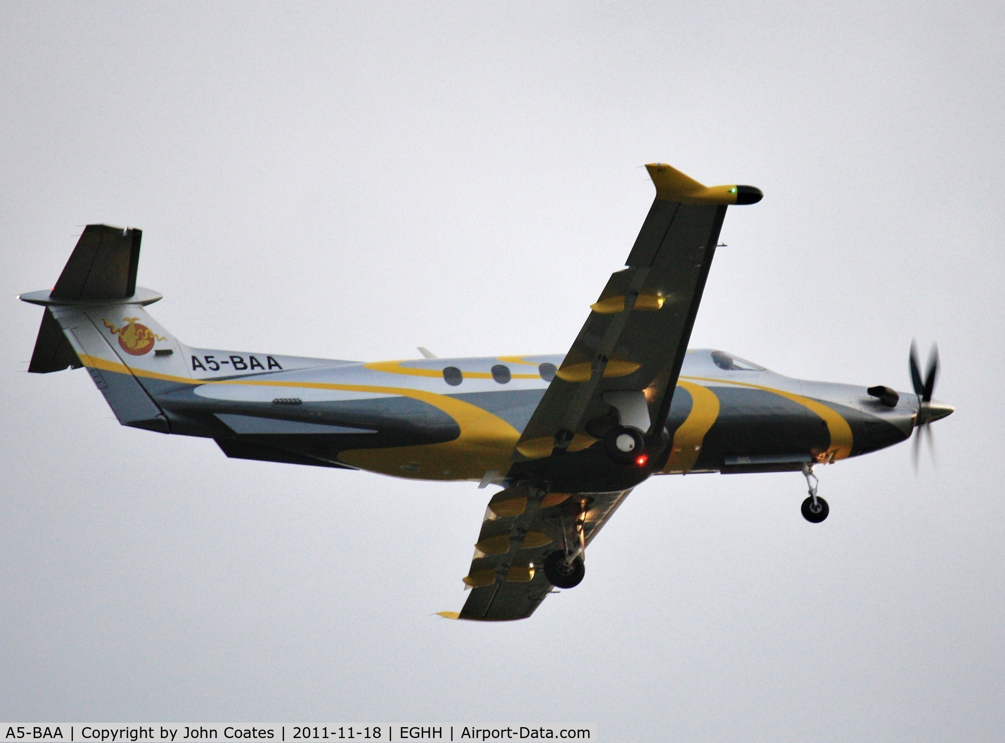 A5-BAA, 2008 Pilatus PC-12/47 C/N 885, Departing on air test