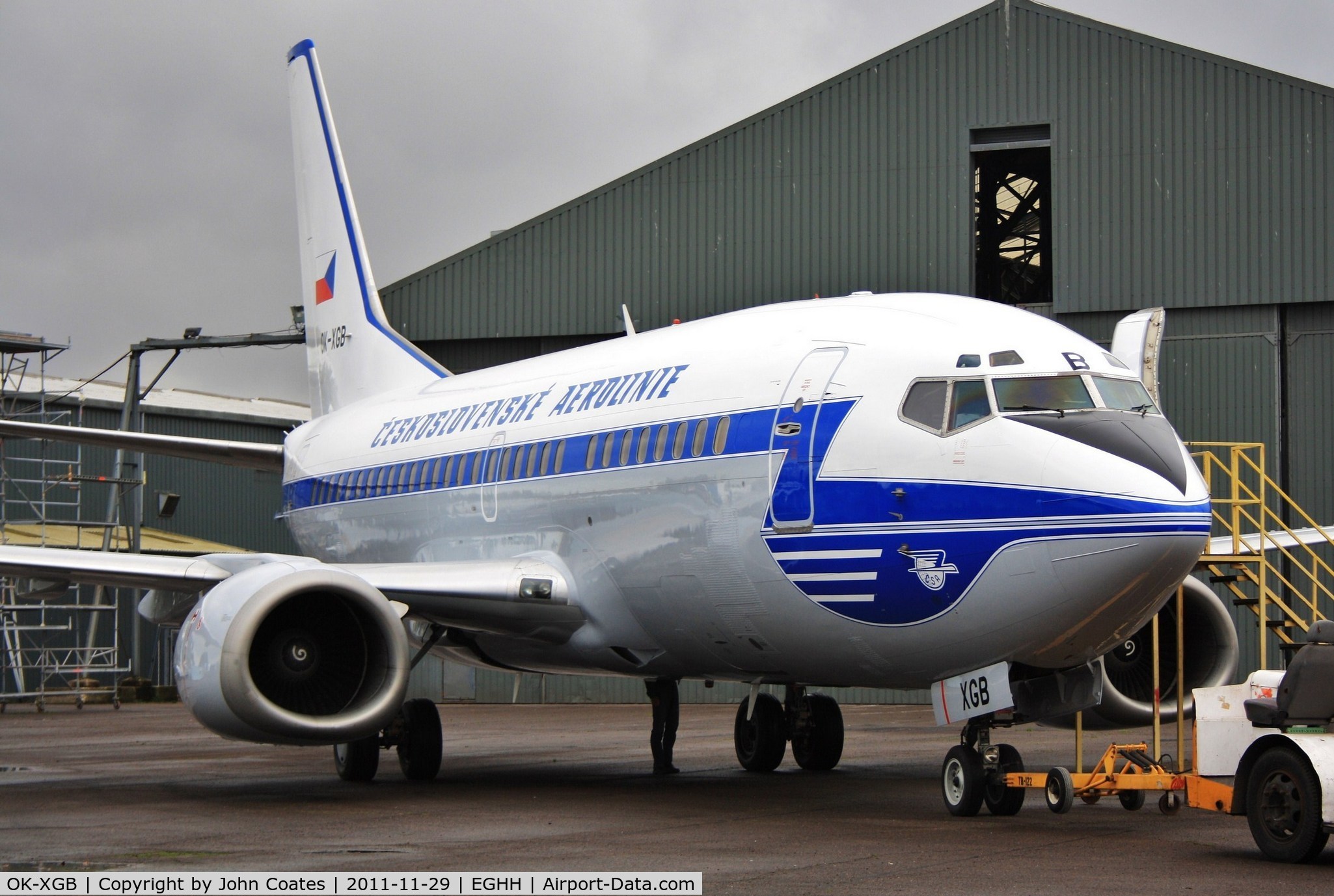 OK-XGB, 1992 Boeing 737-55S C/N 26540, Just repainted into retro scheme