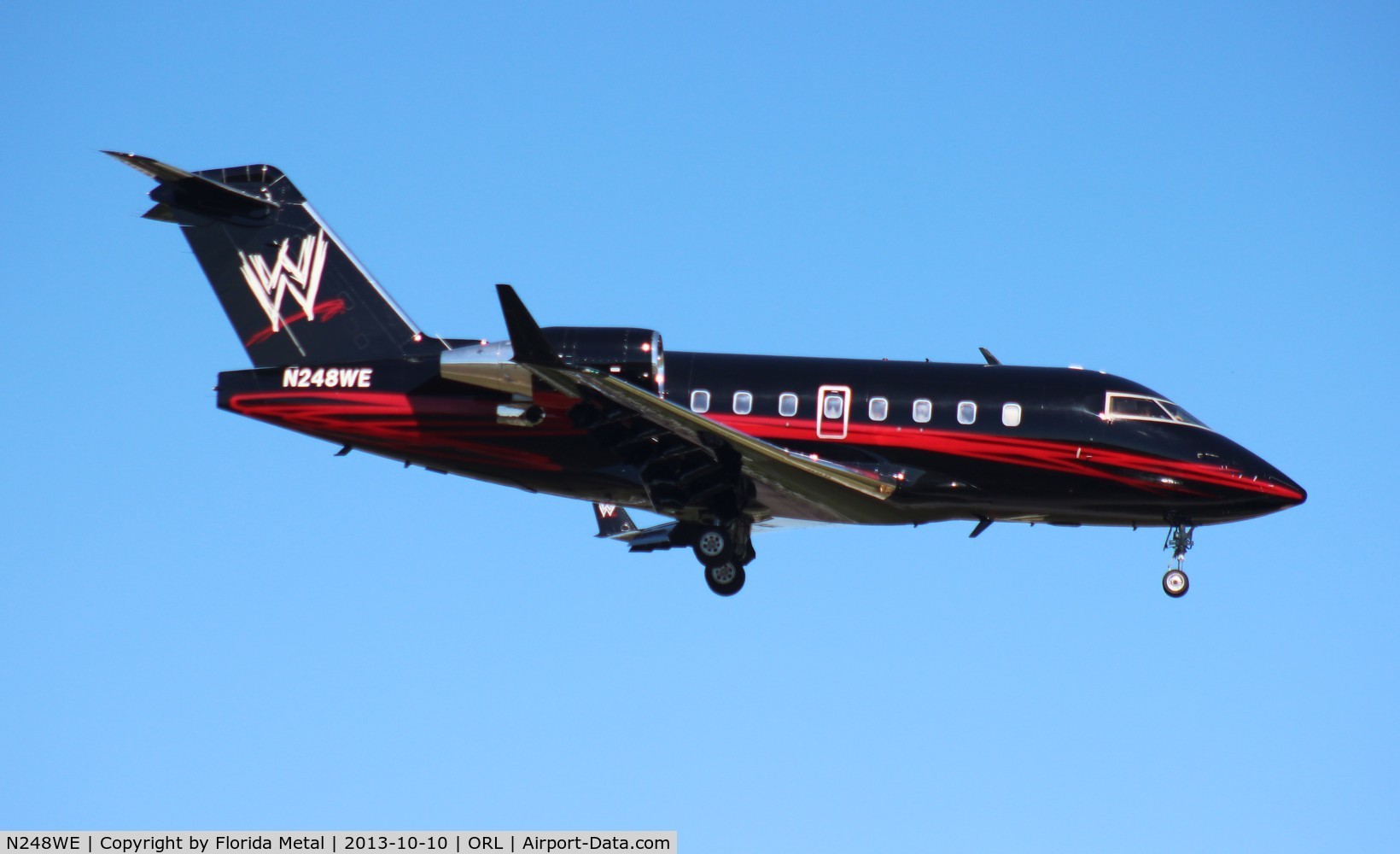 N248WE, 1998 Canadair Challenger 604 (CL-600-2B16) C/N 5369, WWE Wrestling Challenger 604, used to wear tail number N247WE - which now is on a Global 5000 owned by Vince McMahon's WWE