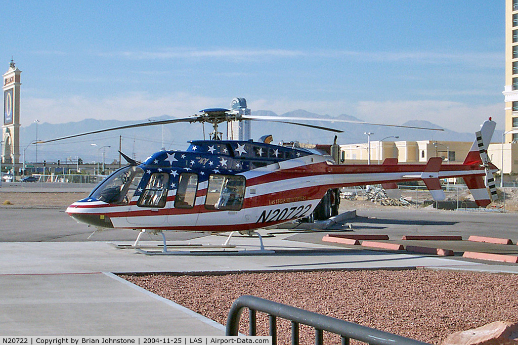 N20722, 1998 Bell 407 C/N 53252, Las Vegas Helicopters
Bell 407 Flying strip sight seeing tours from a pad just North of the Boardwalk Casino. Not at the airport