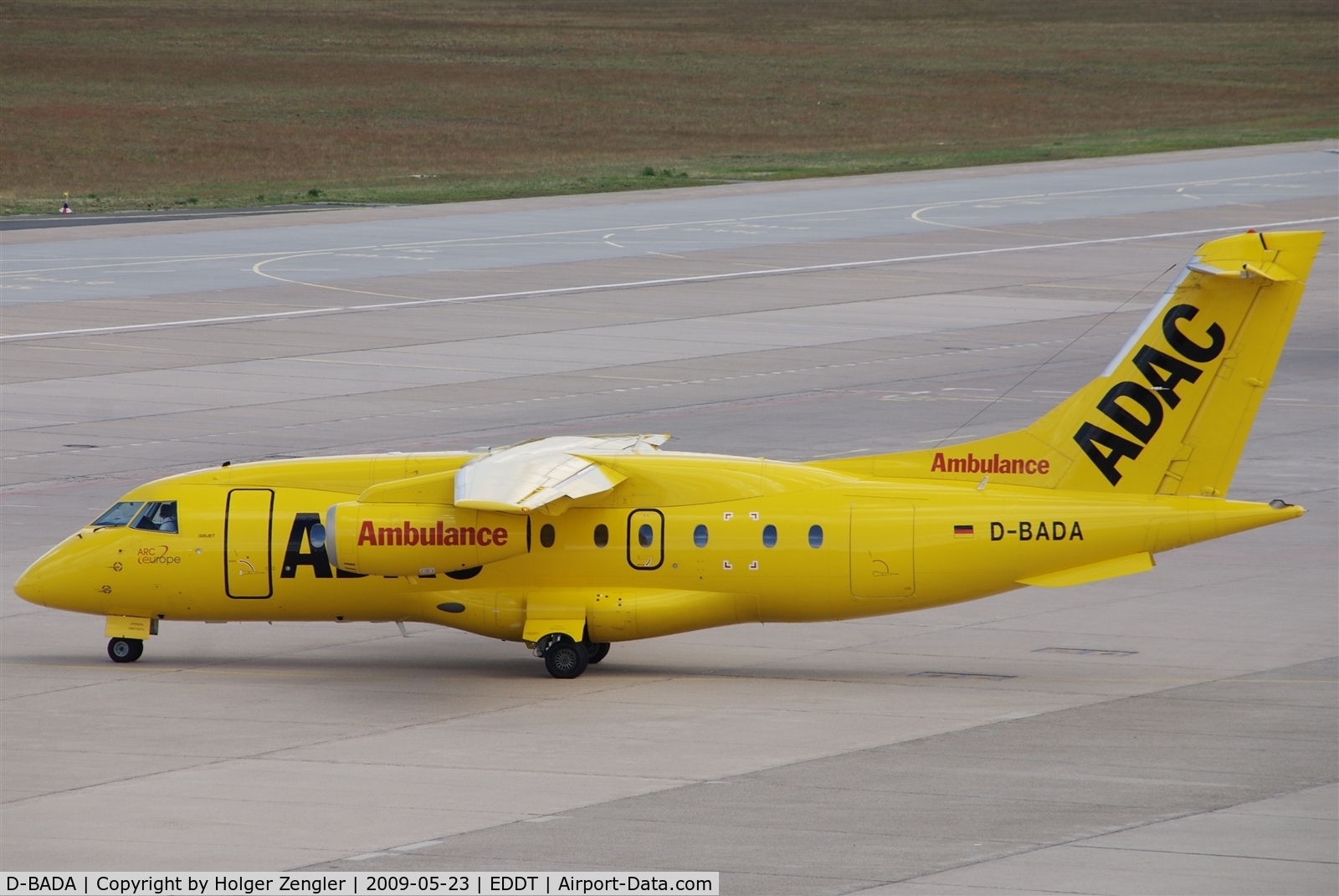 D-BADA, 1998 Fairchild Dornier 328-310 328JET C/N 3224, Emergency aircraft on apron...