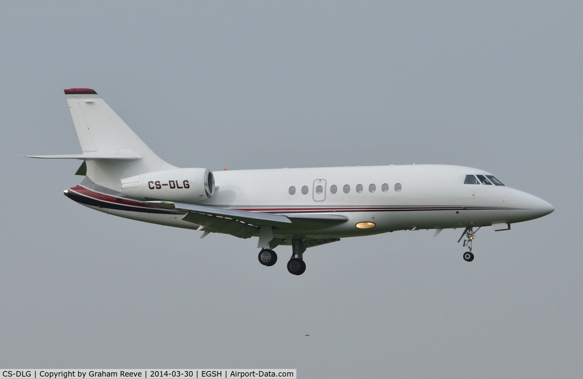 CS-DLG, 2008 Dassault Falcon 2000EX C/N 144, About to land at Norwich.