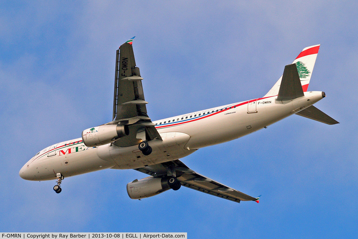 F-OMRN, 2010 Airbus A320-232 C/N 4339, Airbus A320-232 [4339] (Middle East Airlines) Home~G 08/10/2013. On approach 27R.