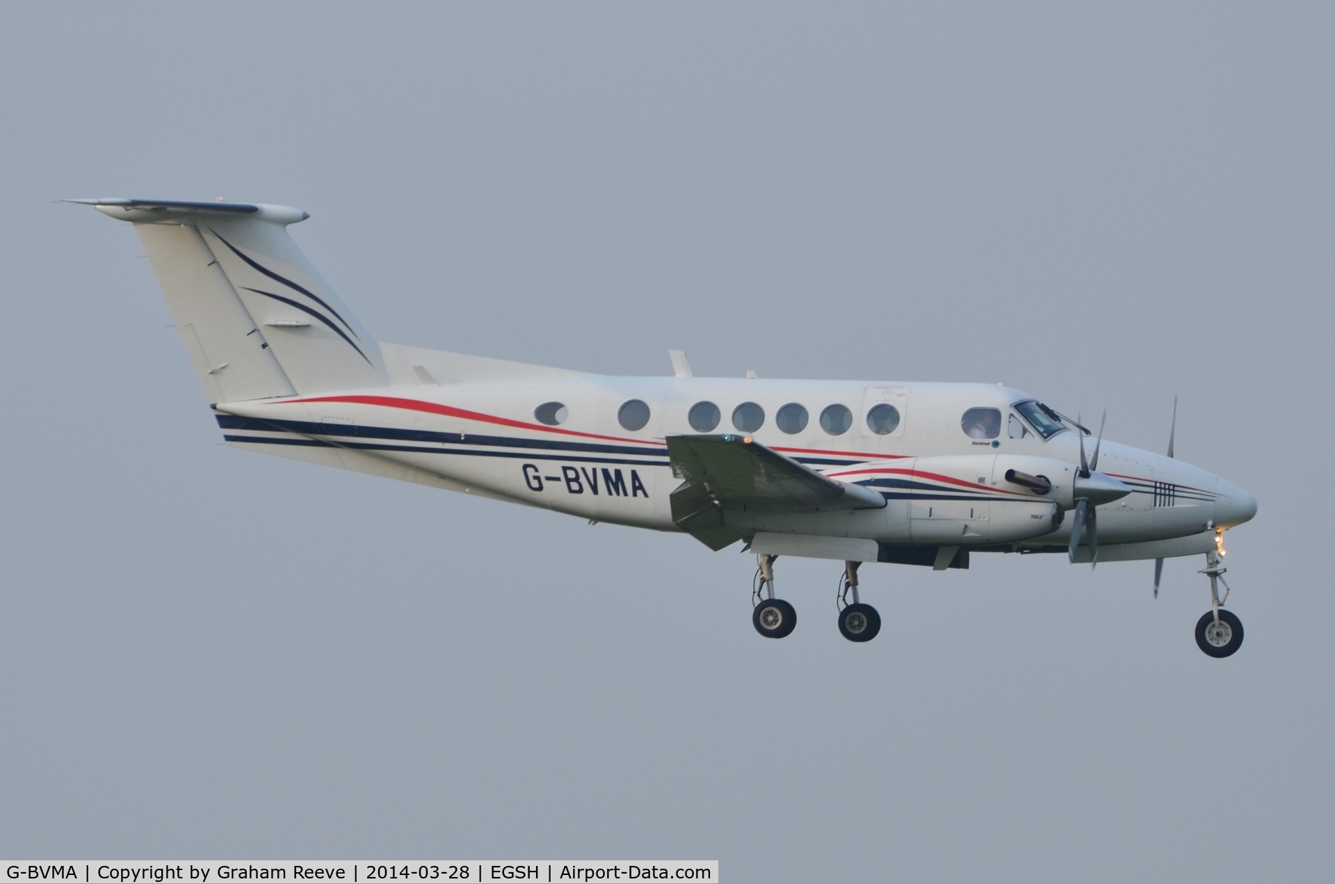 G-BVMA, 1980 Beech 200 Super King Air C/N BB-797, about to land on runway 09.