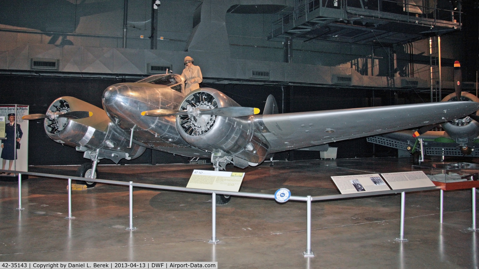 42-35143, 1942 Beech AT-10-GF C/N n/a, Early Beech twin, predecessor to the D18, on display in the World War II gallery, wearing fictitious markings 41-27193.