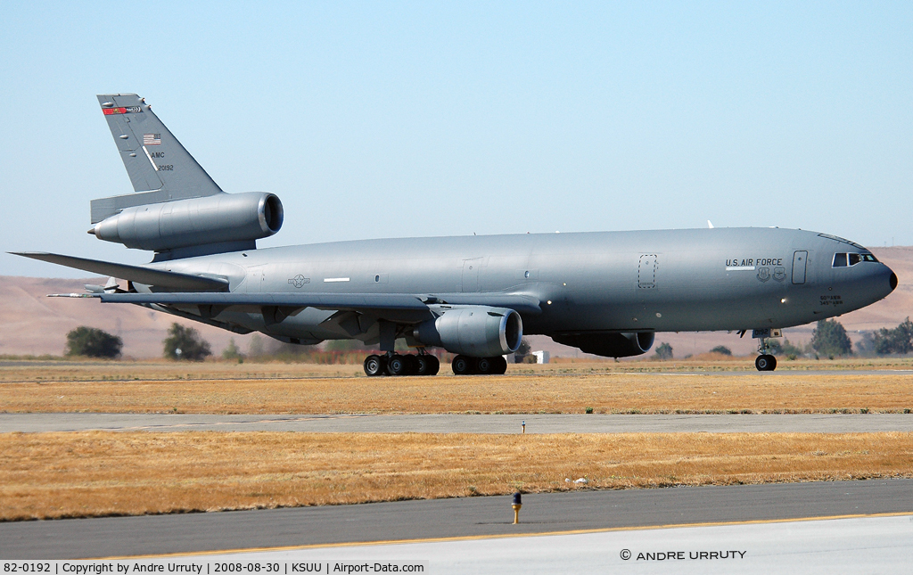 82-0192, 1983 McDonnell Douglas KC-10A Extender C/N 48214, KC-10A preparing for flyby at 2008 Travis AFB open house.
