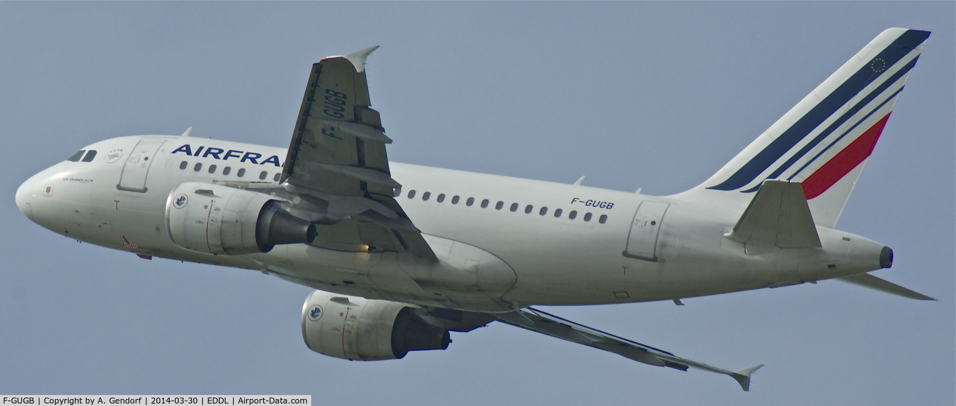 F-GUGB, 2003 Airbus A318-111 C/N 2059, Air France, seen here shortly after take off at Düsseldorf Int'l(EDDL)