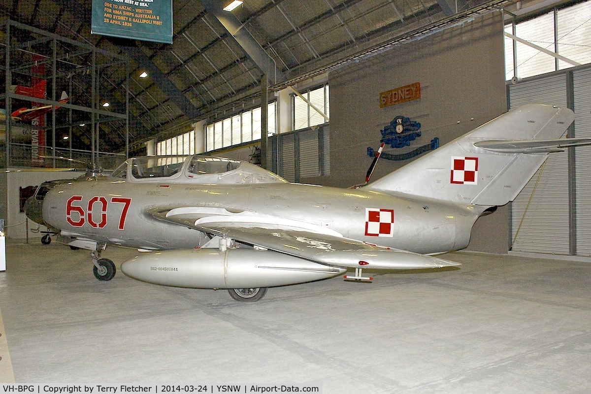 VH-BPG, 1953 Mikoyan-Gurevich MiG-15UTI C/N 1A06007, Displayed at the  Australian Fleet Air Arm Museum,  a military aerospace museum located at the naval air station HMAS Albatross, near Nowra, New South Wales