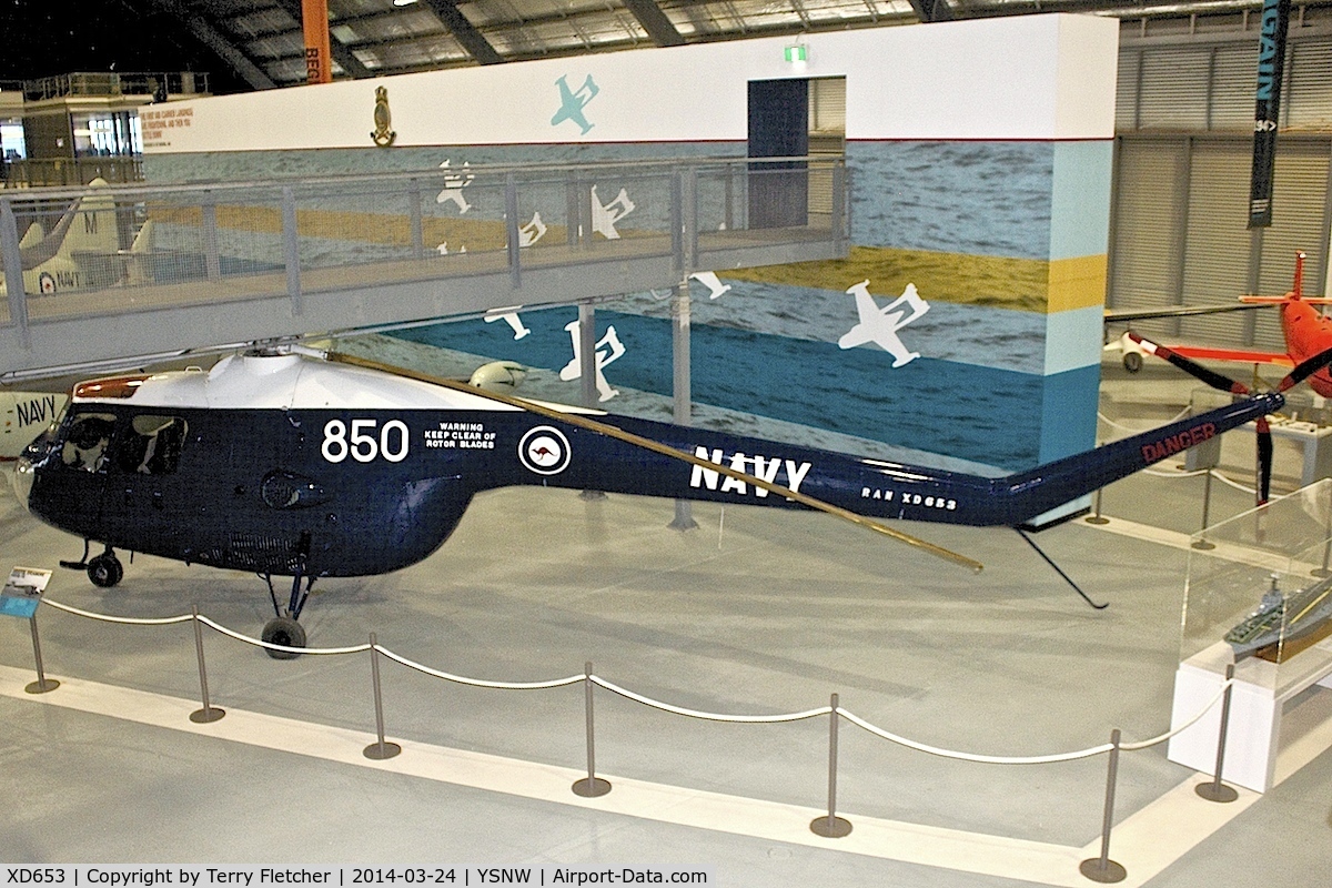 XD653, 1952 Bristol 171 Sycamore Mk.4 C/N 13071, Displayed at the  Australian Fleet Air Arm Museum,  a military aerospace museum located at the naval air station HMAS Albatross, near Nowra, New South Wales
