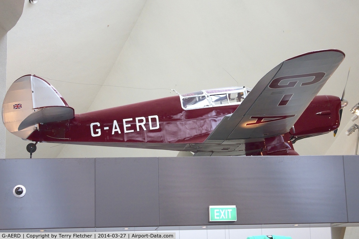 G-AERD, 1937 Percival P-3 Gull Six C/N D65, 1937 Percival P-3 Gull Six, c/n: D65 - in the Foyer of the National Museum of Australia in Canberra