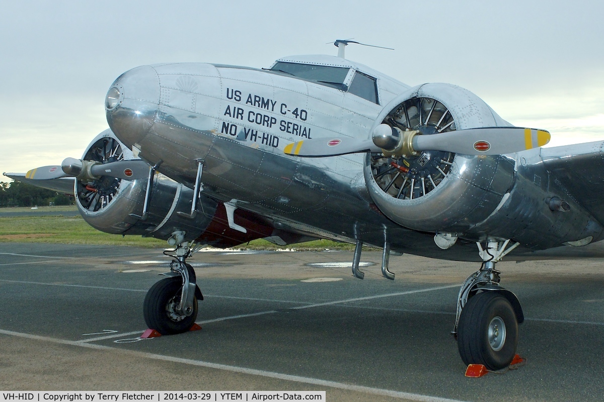 VH-HID, 1937 Lockheed 12A Electra Junior C/N 1262, 1937 Lockheed 12A Electra Junior, c/n: 1262 at Temora