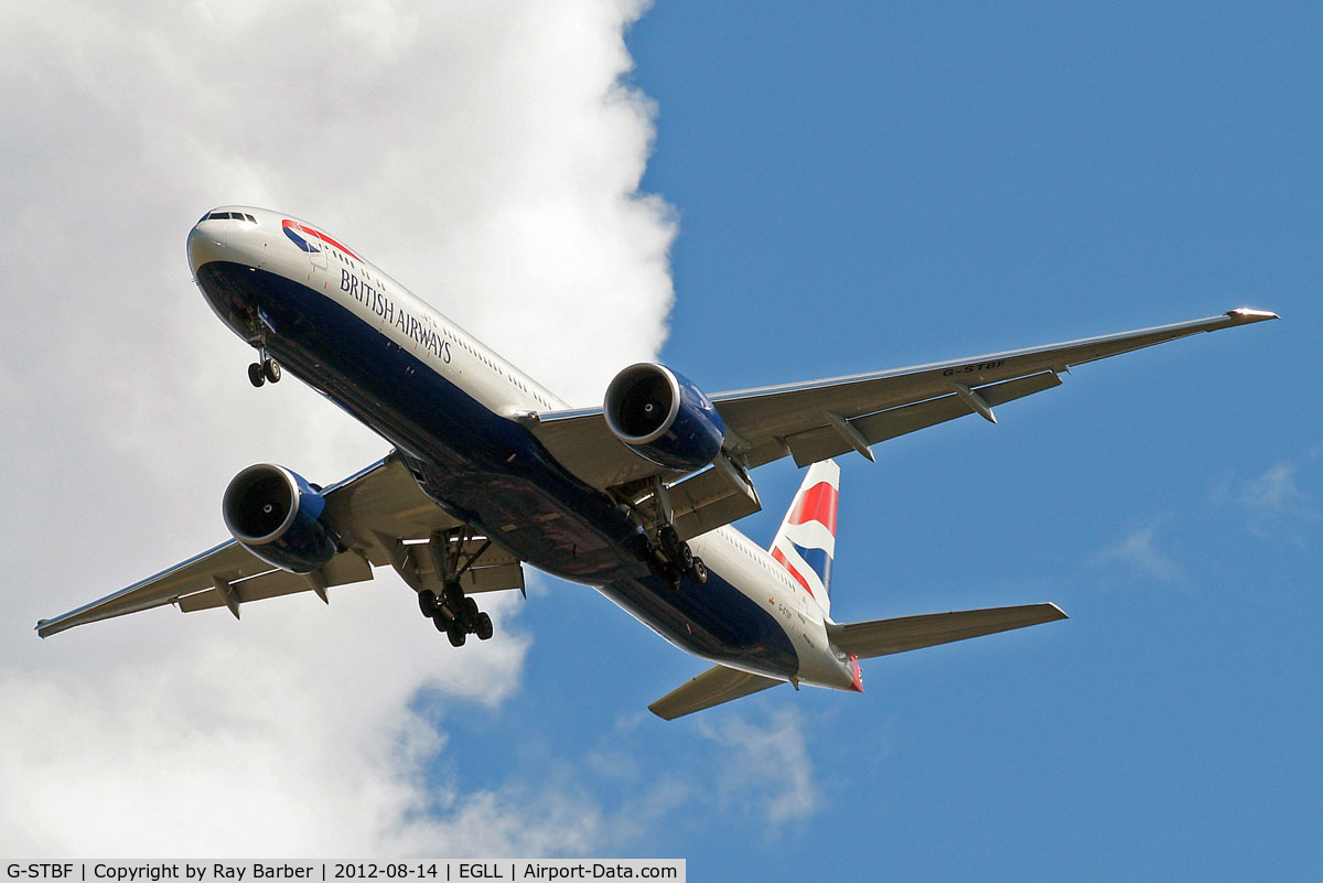 G-STBF, 2012 Boeing 777-336/ER C/N 40543, Boeing 777-336ER [40543] (British Airways) Home~G 14/08/2012. On approach 27R.