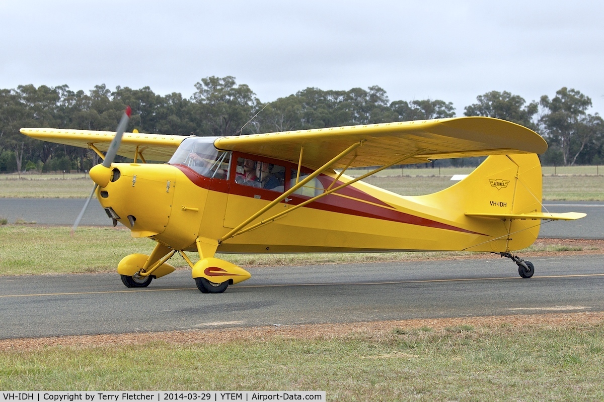 VH-IDH, 1947 Aeronca 11AC Chief C/N 11AC-1624, At Temora Airport during the 40th Anniversary Fly-In of the Australian Antique Aircraft Association