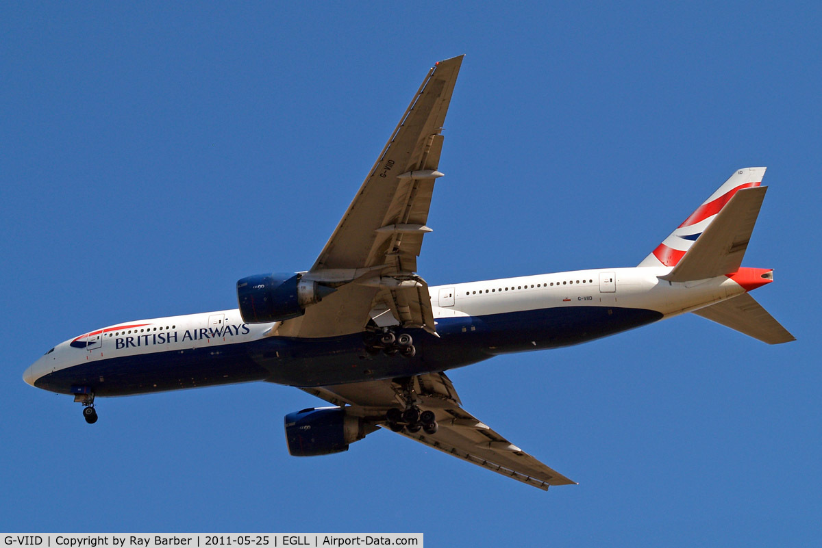 G-VIID, 1997 Boeing 777-236 C/N 27486, G-VIID   Boeing 777-236ER [27486] (British Airways) Home~G 25/05/2011. On approach 27R.
