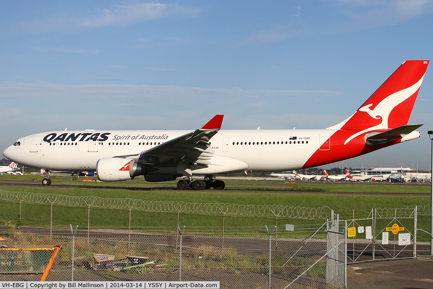 VH-EBG, 2007 Airbus A330-202 C/N 887, taxiing to 34R