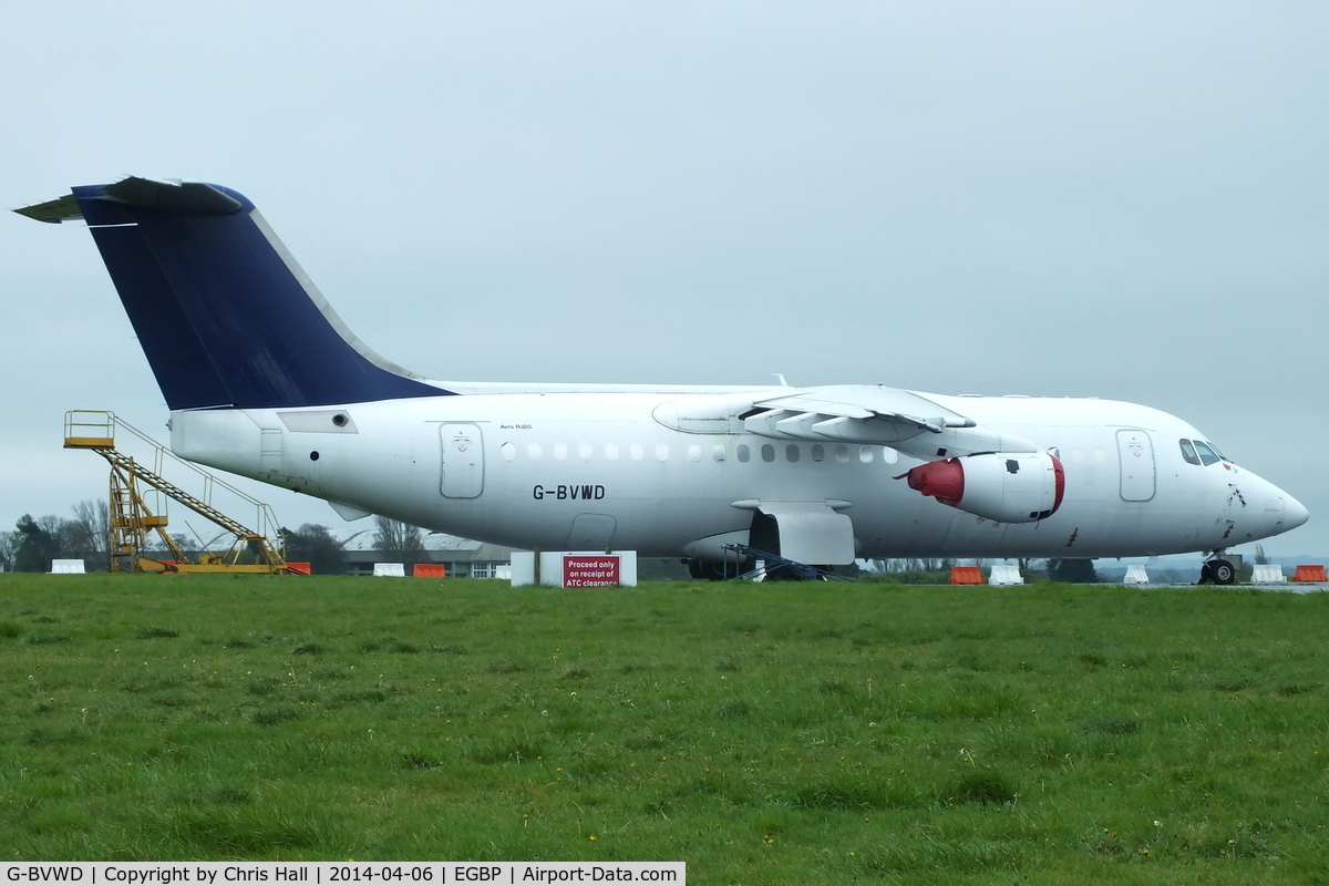 G-BVWD, 1994 British Aerospace Avro 146-RJ85 C/N E.2253, ex D-AVRE Lufthansa CityLine, in storage at Kemble