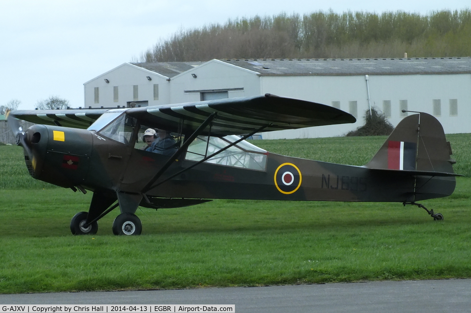 G-AJXV, 1943 Taylorcraft J Auster 5 C/N 1065, at Breighton's 'Early Bird' Fly-in 13/04/14