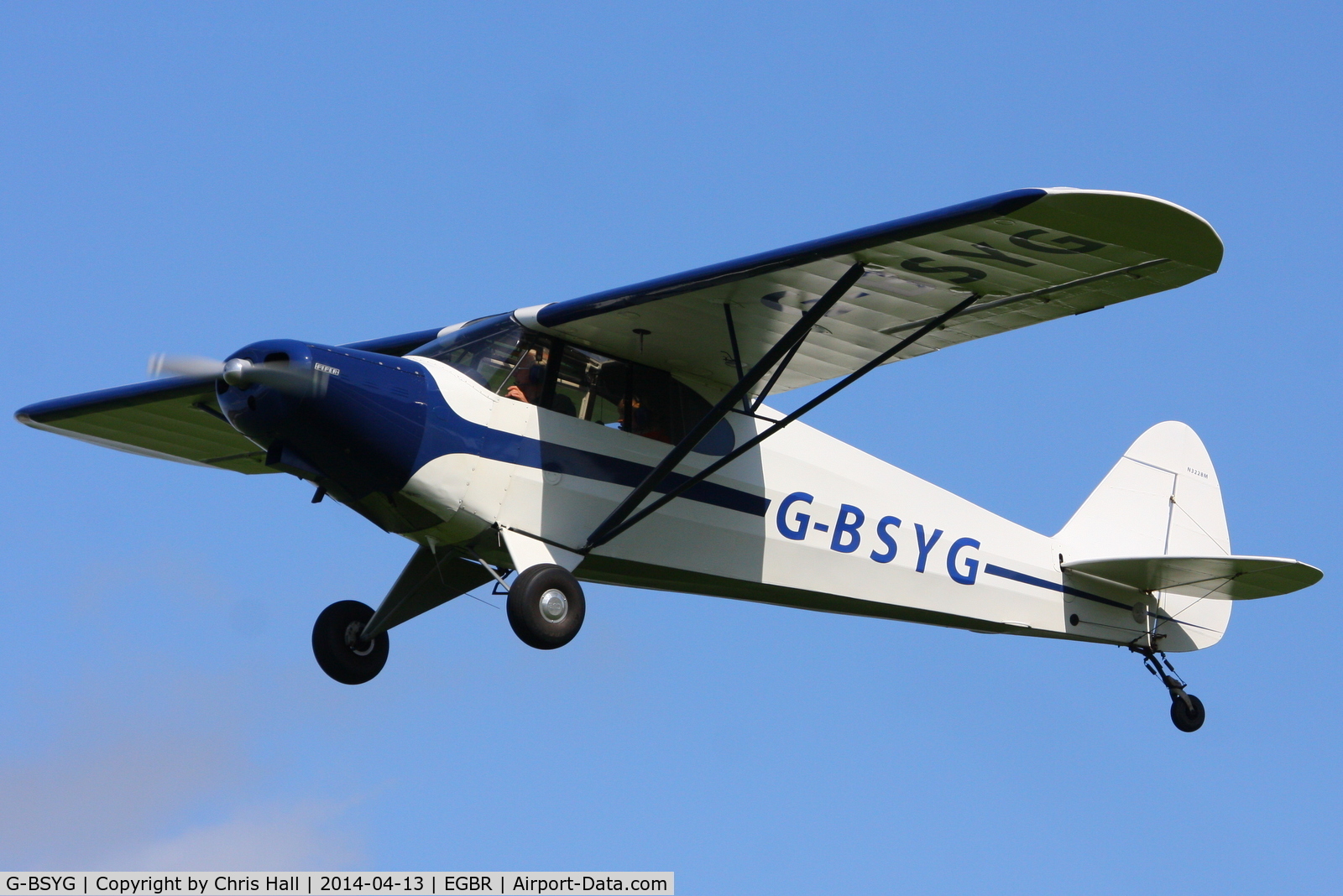 G-BSYG, 1947 Piper PA-12 Super Cruiser C/N 12-2106, at Breighton's 'Early Bird' Fly-in 13/04/14