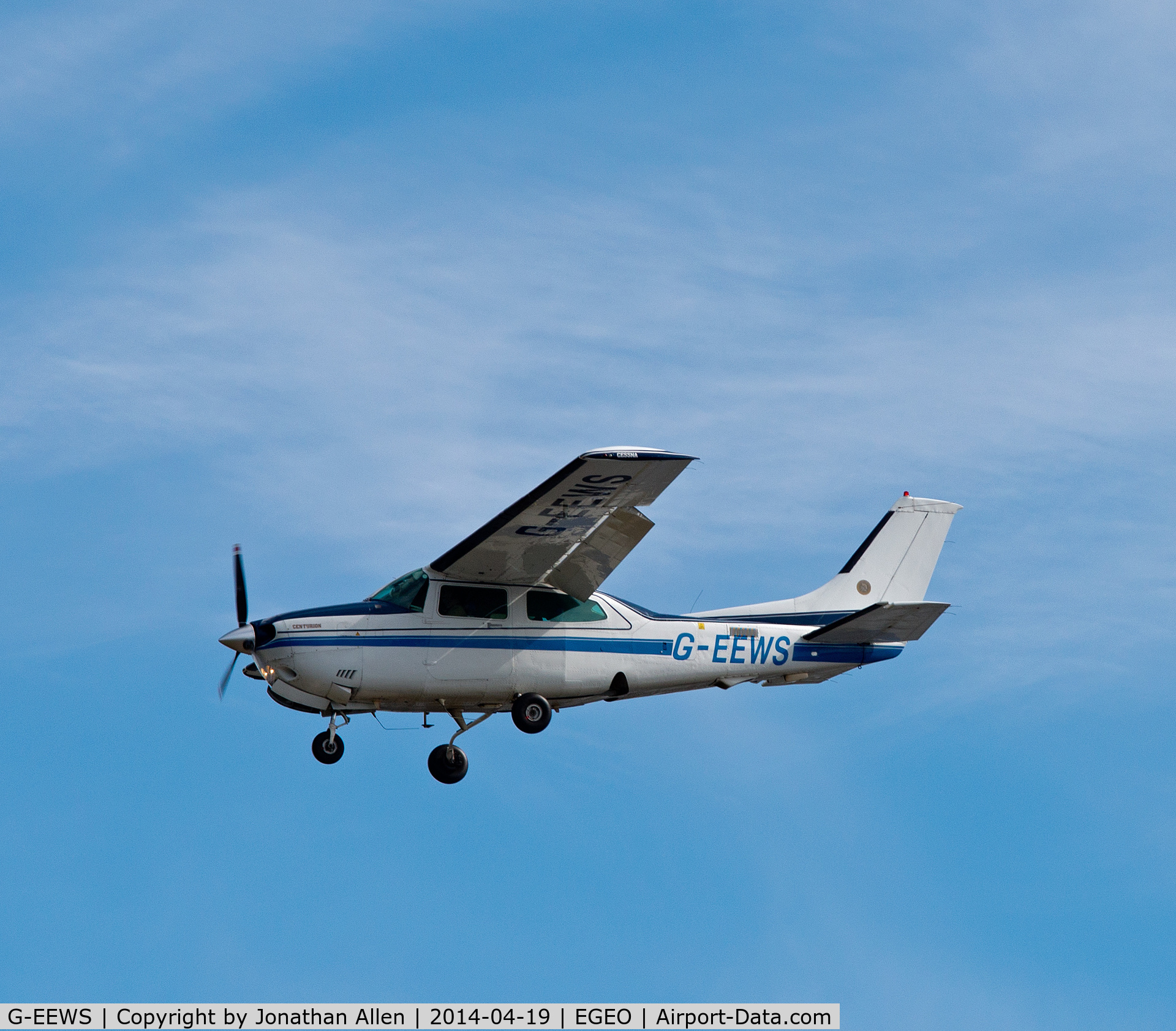 G-EEWS, 1981 Cessna T210N Turbo Centurion C/N 210-64341, About to land at Oban Airport.