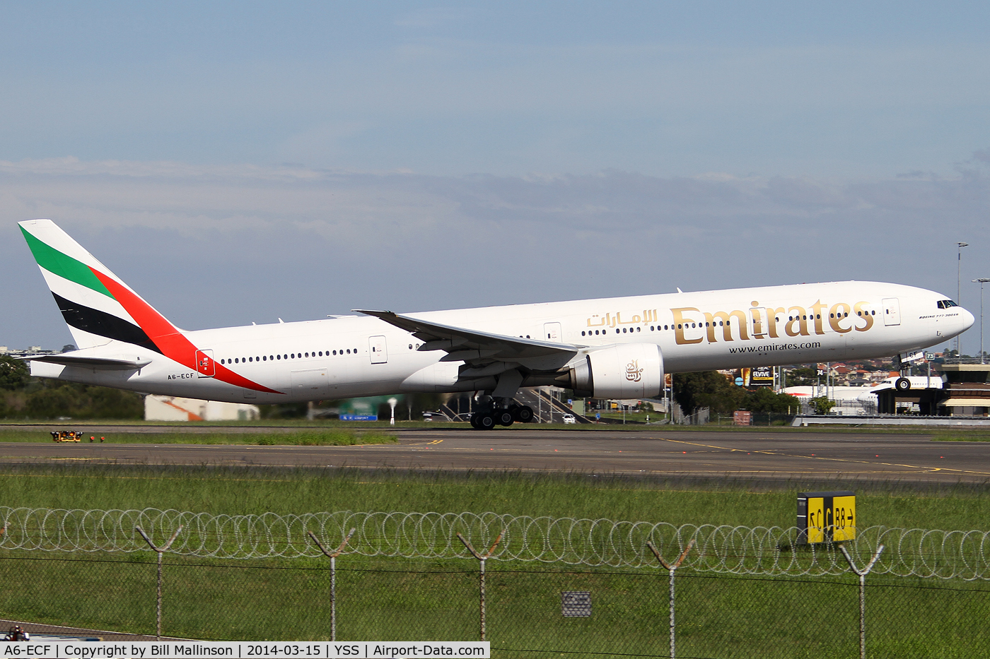 A6-ECF, 2007 Boeing 777-36H/ER C/N 35574, away from 34L