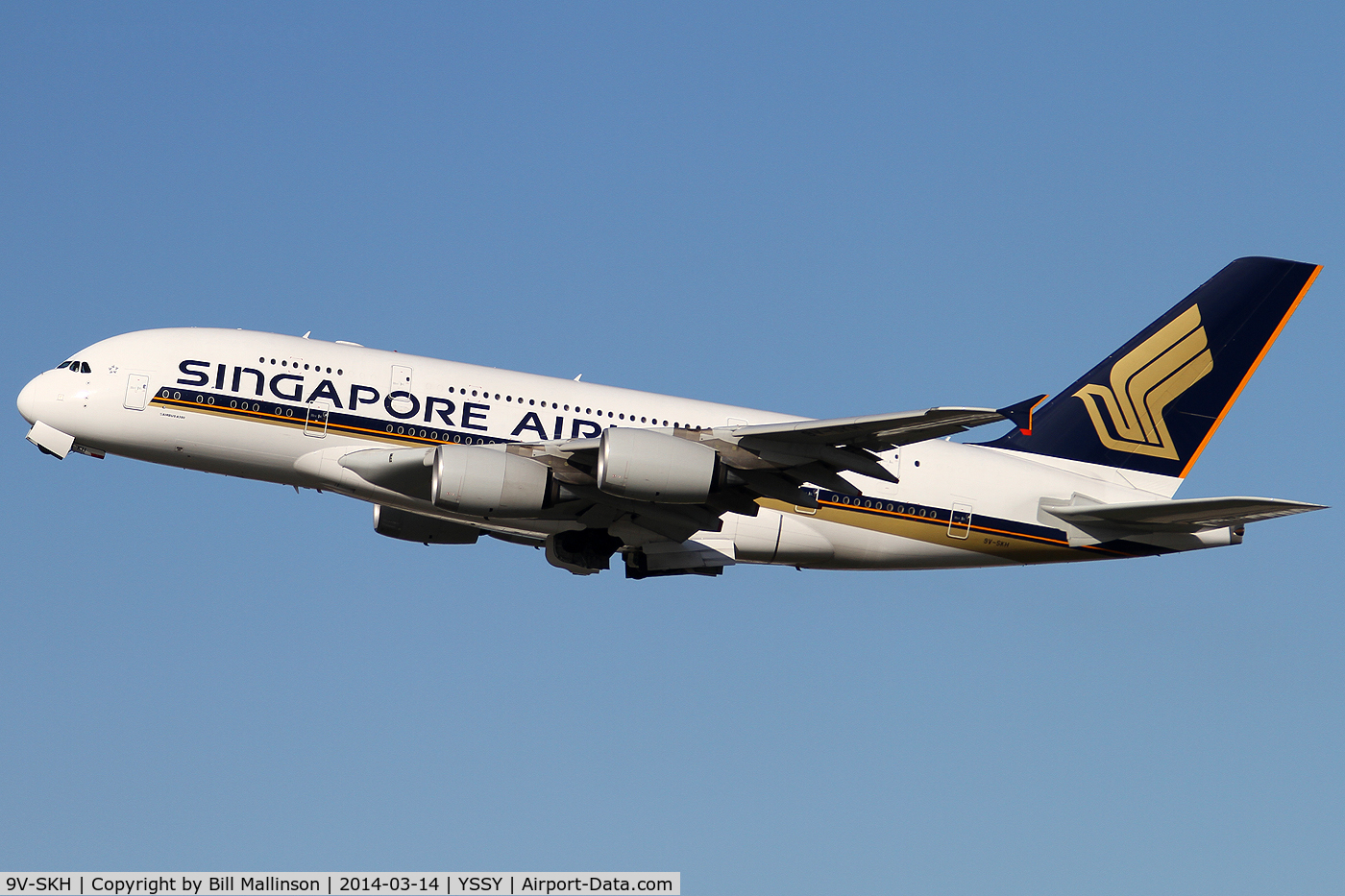 9V-SKH, 2008 Airbus A380-841 C/N 021, away from 34L