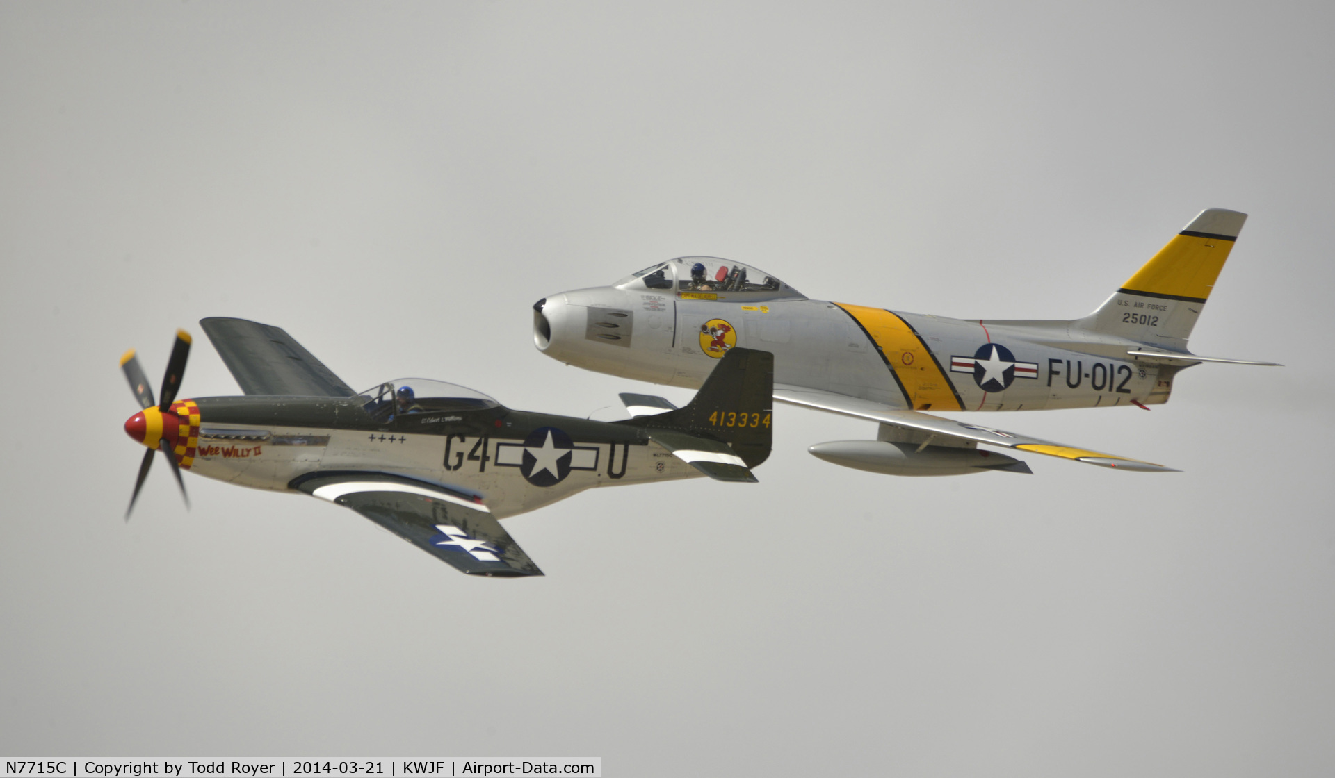 N7715C, 1944 North American P-51D C/N 44-84961A (124-44817), Heritage flight at the Los Angeles County Airshow 2014