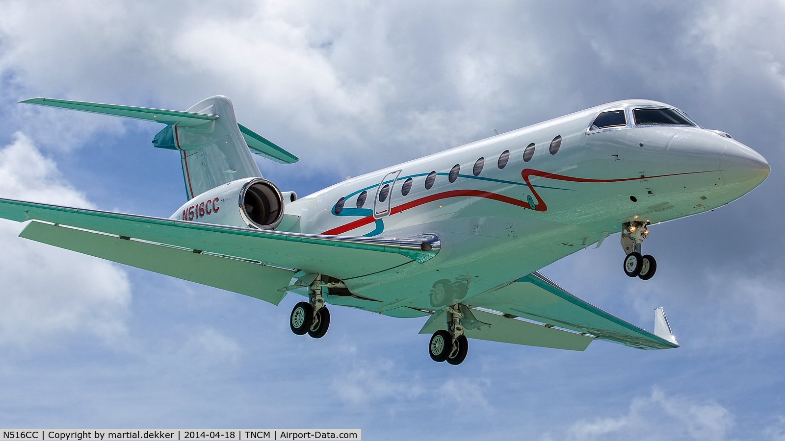 N516CC, 2000 Israel Aircraft Industries IAI-1126 Galaxy C/N 020, Landing to St Maarten (TNCM/SXM)