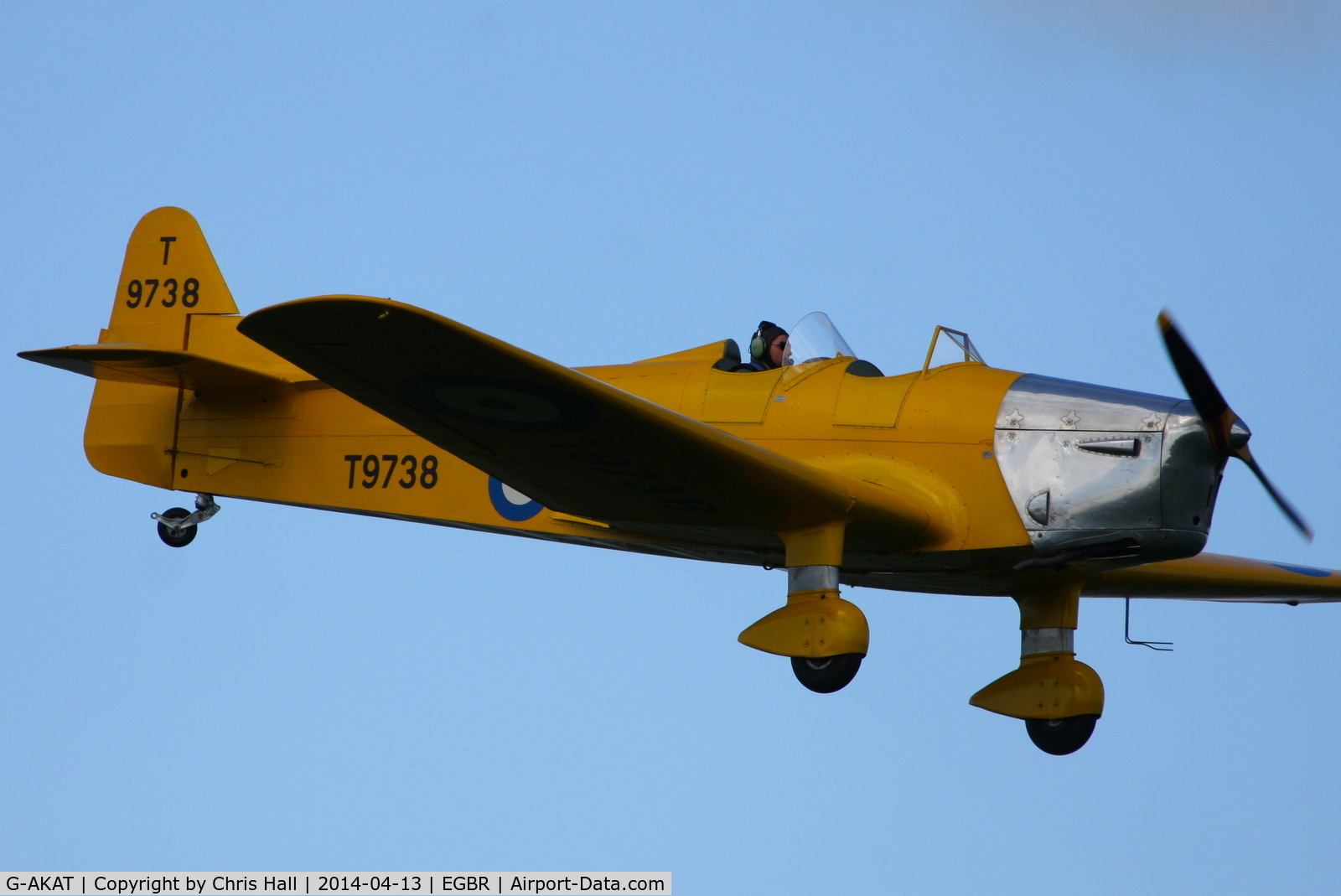 G-AKAT, 1940 Miles M14A Hawk Trainer 3 C/N 2005, at Breighton's 'Early Bird' Fly-in 13/04/14