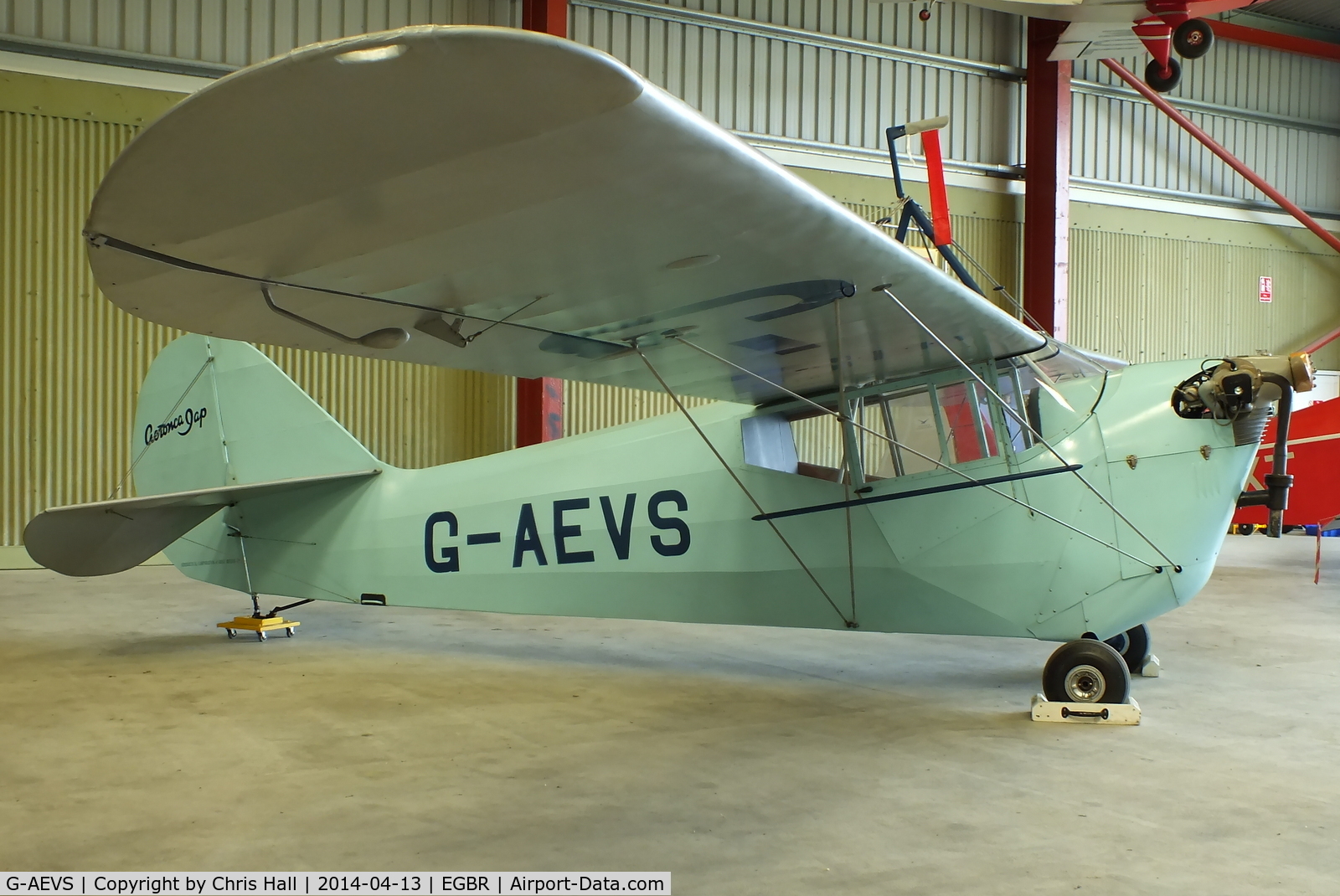 G-AEVS, 1937 Aeronca 100 C/N AB114, at Breighton's 'Early Bird' Fly-in 13/04/14