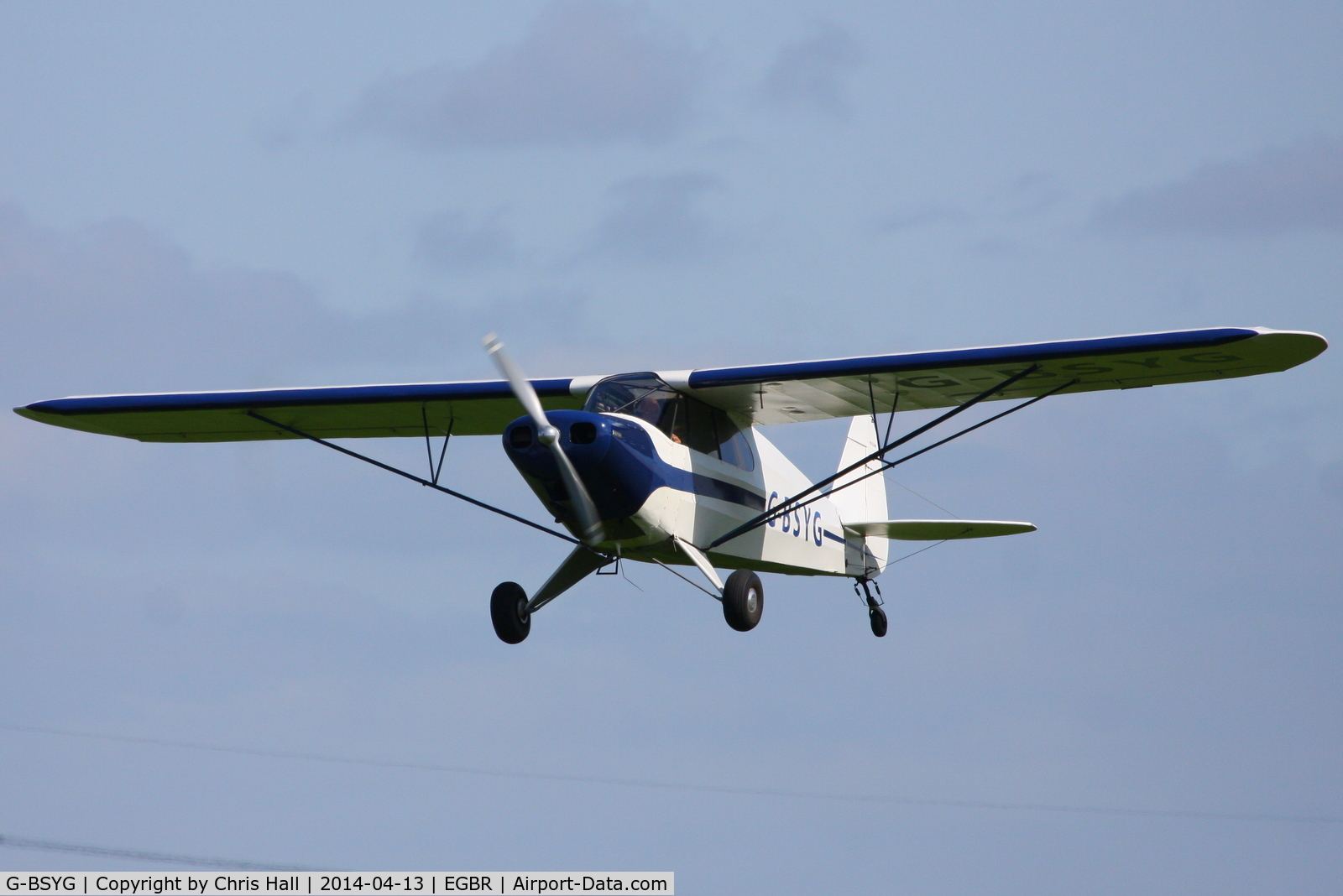 G-BSYG, 1947 Piper PA-12 Super Cruiser C/N 12-2106, at Breighton's 'Early Bird' Fly-in 13/04/14