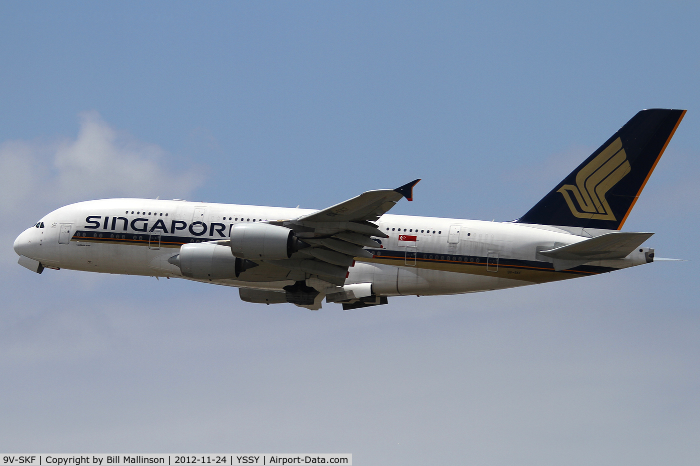 9V-SKF, 2008 Airbus A380-841 C/N 012, away from 34L