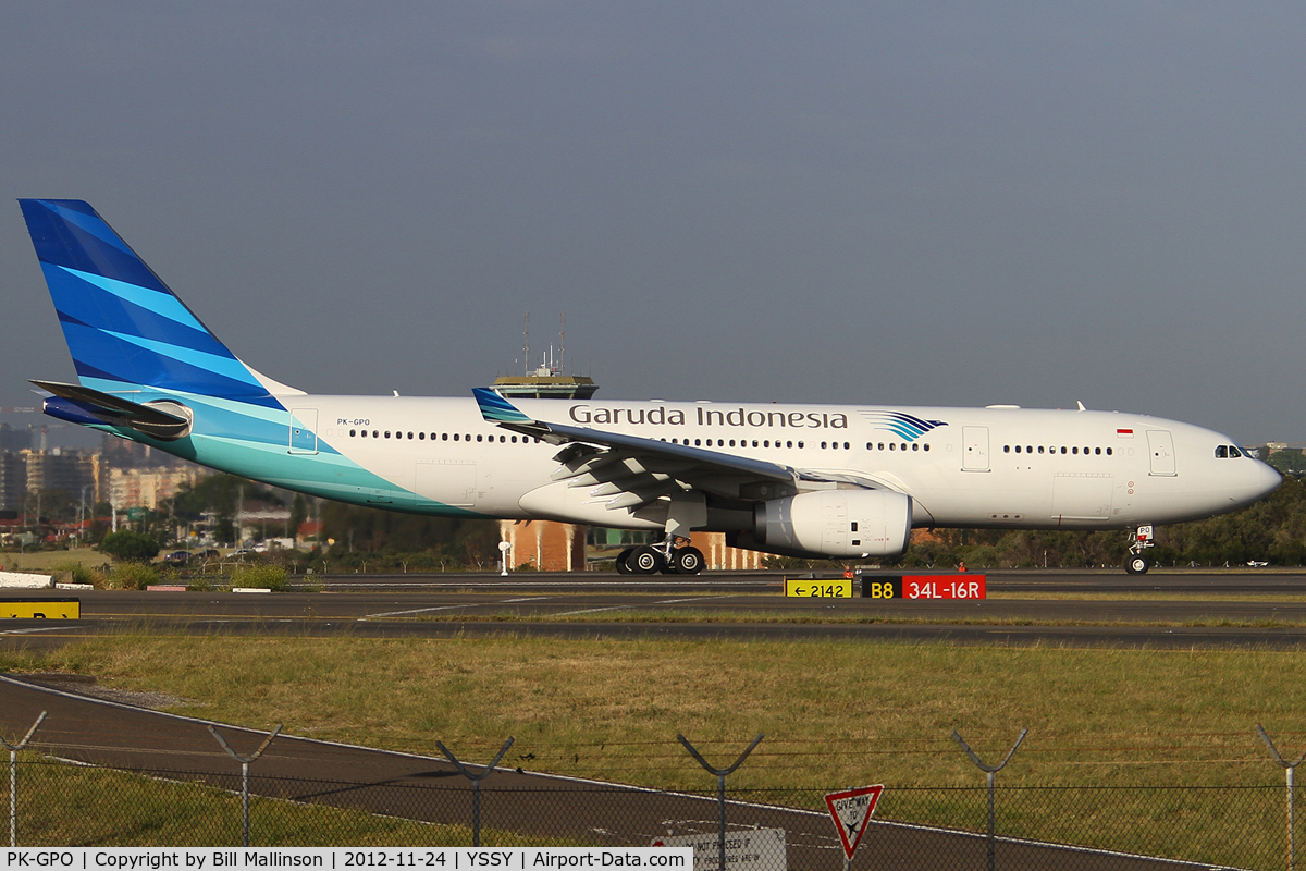 PK-GPO, 2011 Airbus A330-243 C/N 1288, landed on 34L