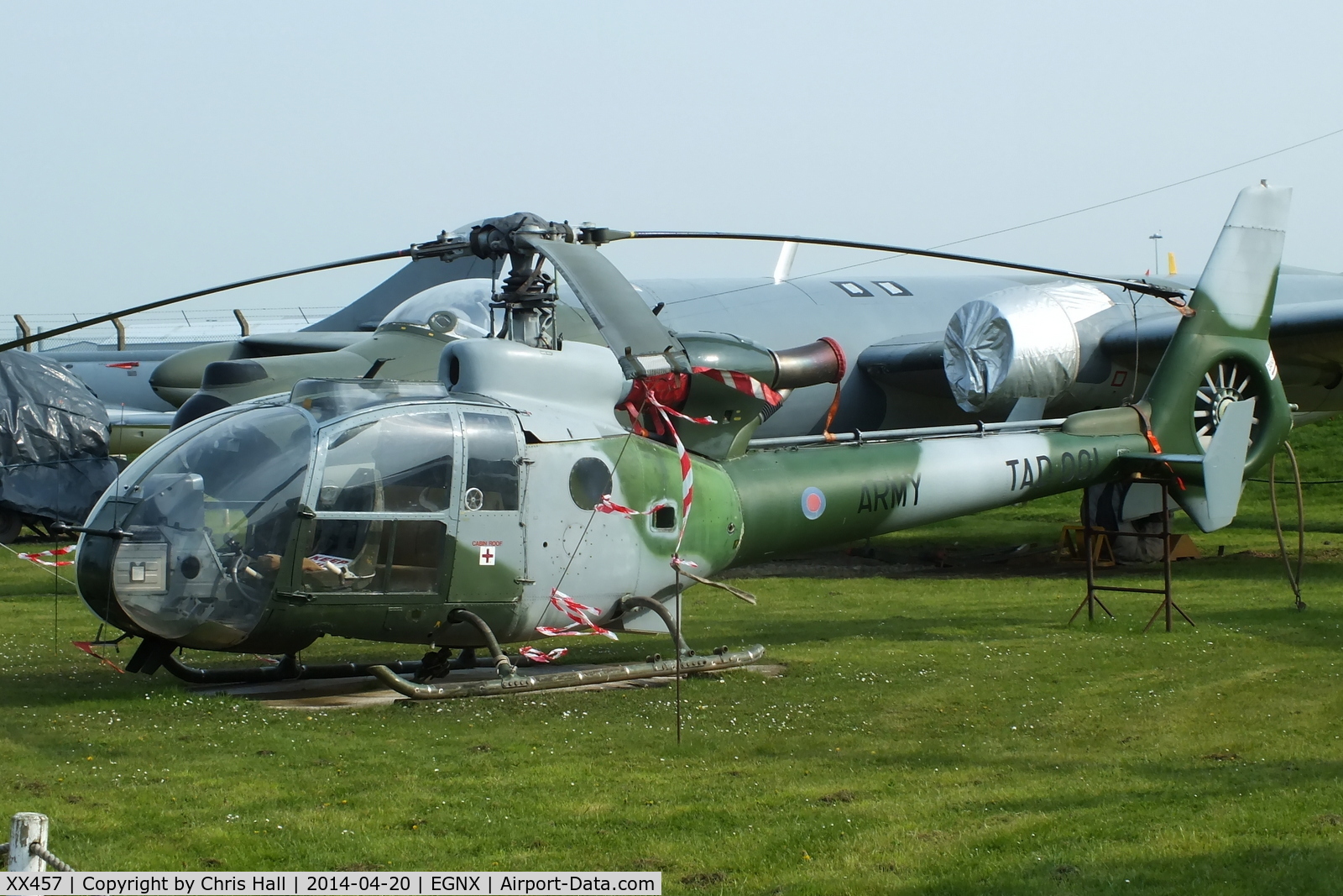 XX457, 1976 Westland SA-341B Gazelle AH1 C/N 1468, Preserved at the East Midlands Aeropark