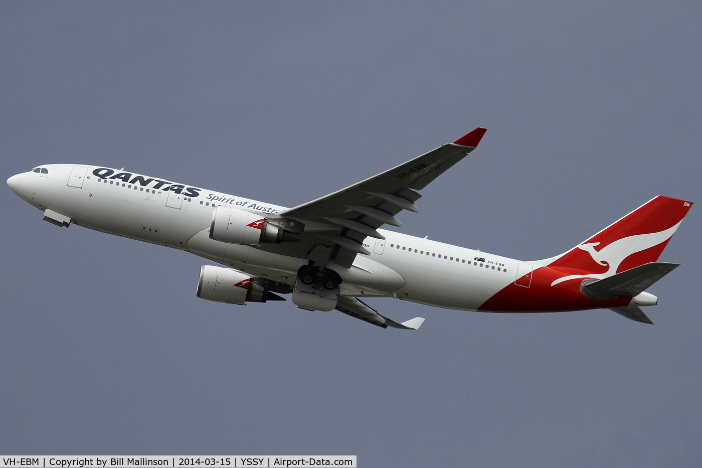 VH-EBM, 2009 Airbus A330-202 C/N 1061, away from 34L