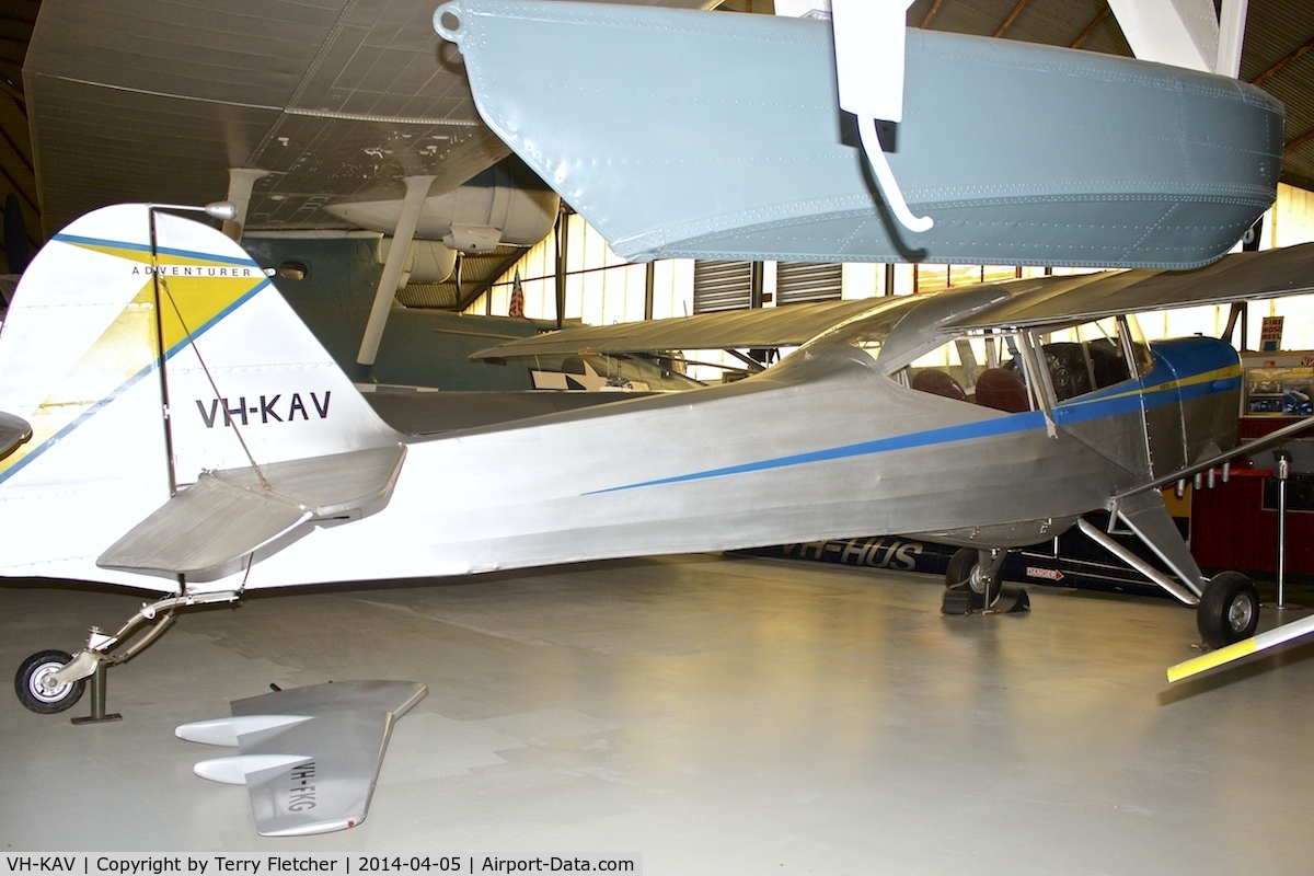 VH-KAV, 1950 Auster J/5 Adventurer C/N 2894, 1950 Auster J/5 Adventurer, c/n: 2894 at Perth Aviation Heritage Museum