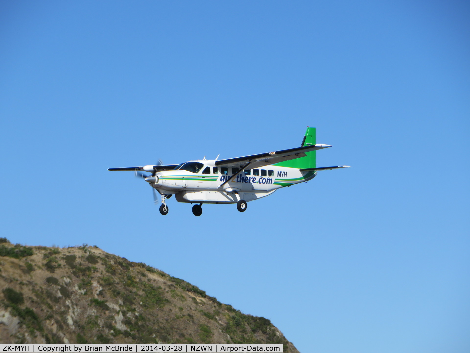 ZK-MYH, 1997 Cessna 208B Grand Caravan C/N 208B0604, air2there. Cessna 208B Grand Caravan. ZK-MYH cn 208B0604. Wellington - International (WLG NZWN). Image © Brian McBride. 28 March 2014