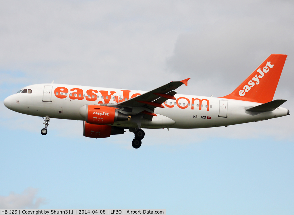 HB-JZS, 2007 Airbus A319-111 C/N 3084, Landing rwy 32L without 'Come On, Let's fly' titles