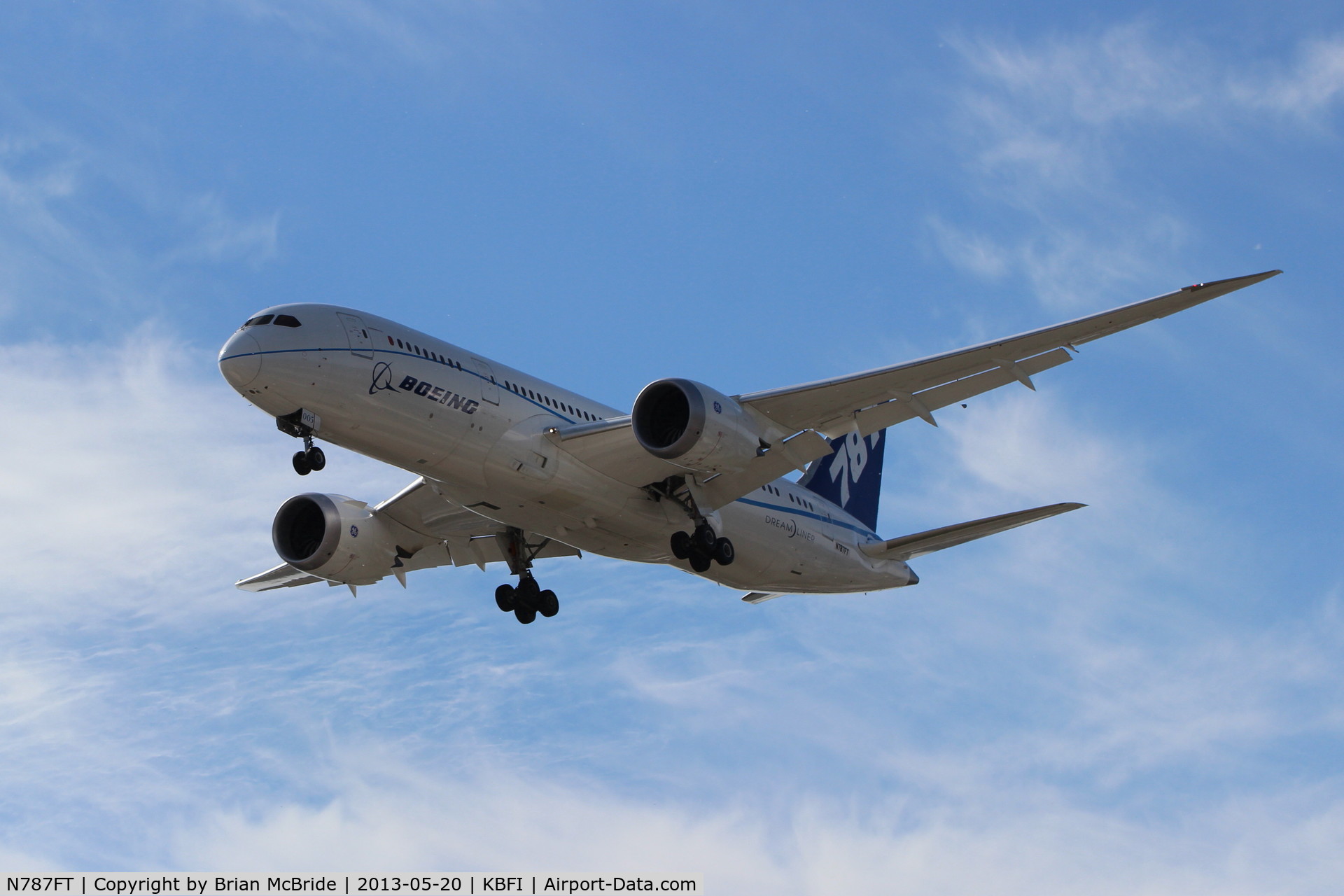 N787FT, 2010 Boeing 787-8 Dreamliner C/N 40694, 787-8 Dreamliner. N787FT 005 cn 40694 5. Seattle - Boeing Field King County International (BFI KBFI). Image © Brian McBride. 20 May 2013