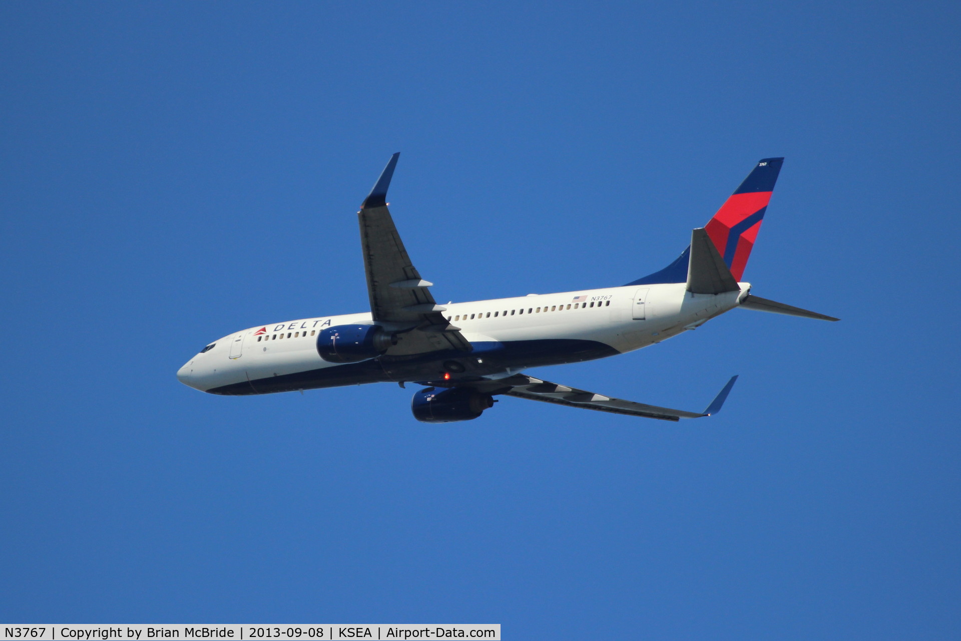 N3767, 2001 Boeing 737-832 C/N 30821, Delta Airlines. 737-832. N3767 cn 30821 1031. Seattle Tacoma - International (SEA KSEA). Image © Brian McBride. 08 September 2013