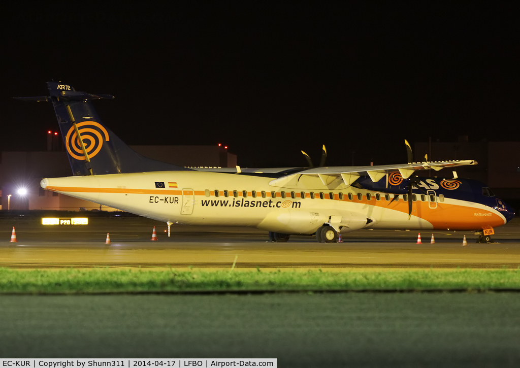 EC-KUR, 2008 ATR 72-500 C/N 808, Parked at the Old Terminal on night stop before ferry flight to LFBF