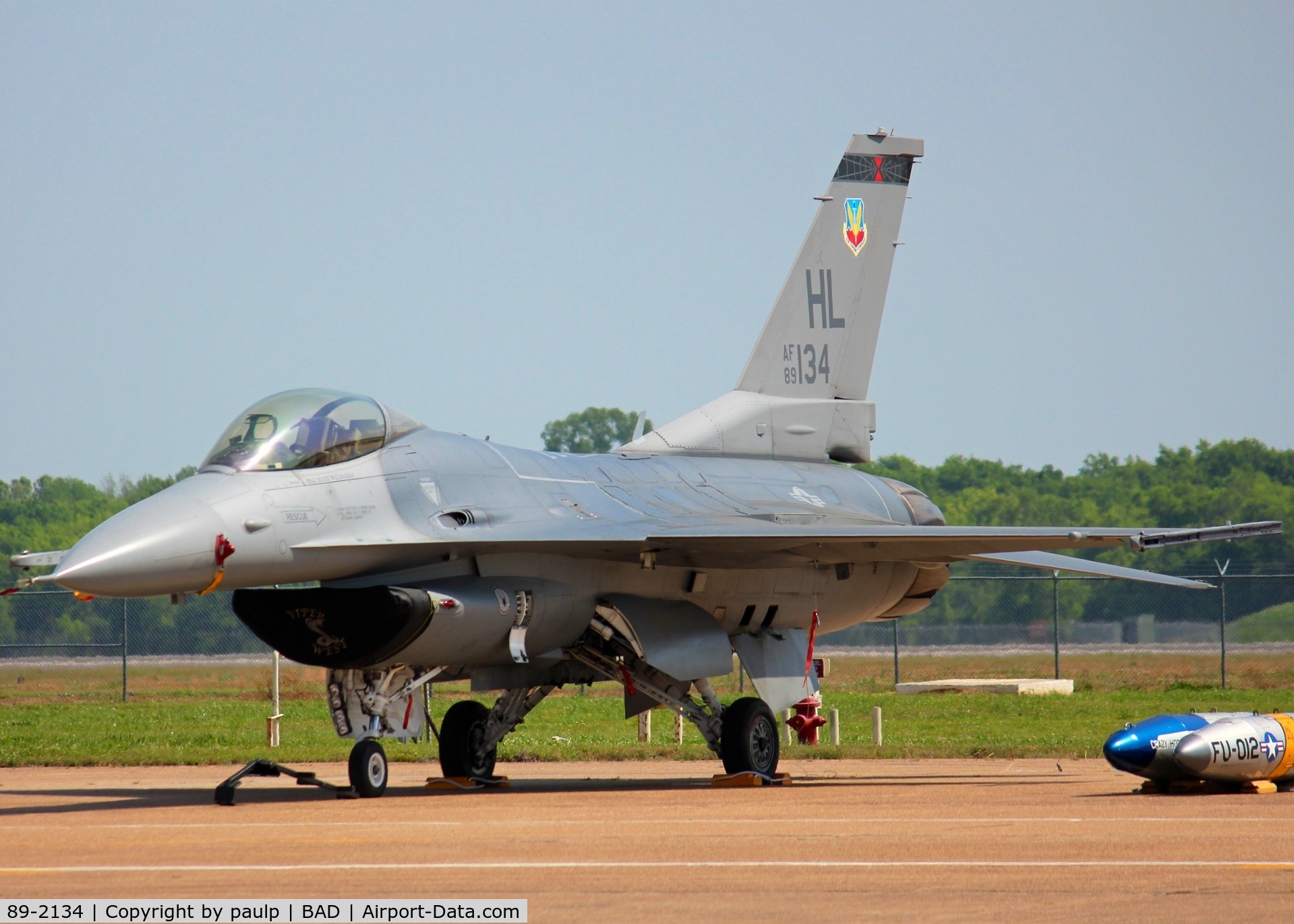 89-2134, 1989 General Dynamics F-16CG Night Falcon C/N 1C-287, At Barksdale Air Force Base.